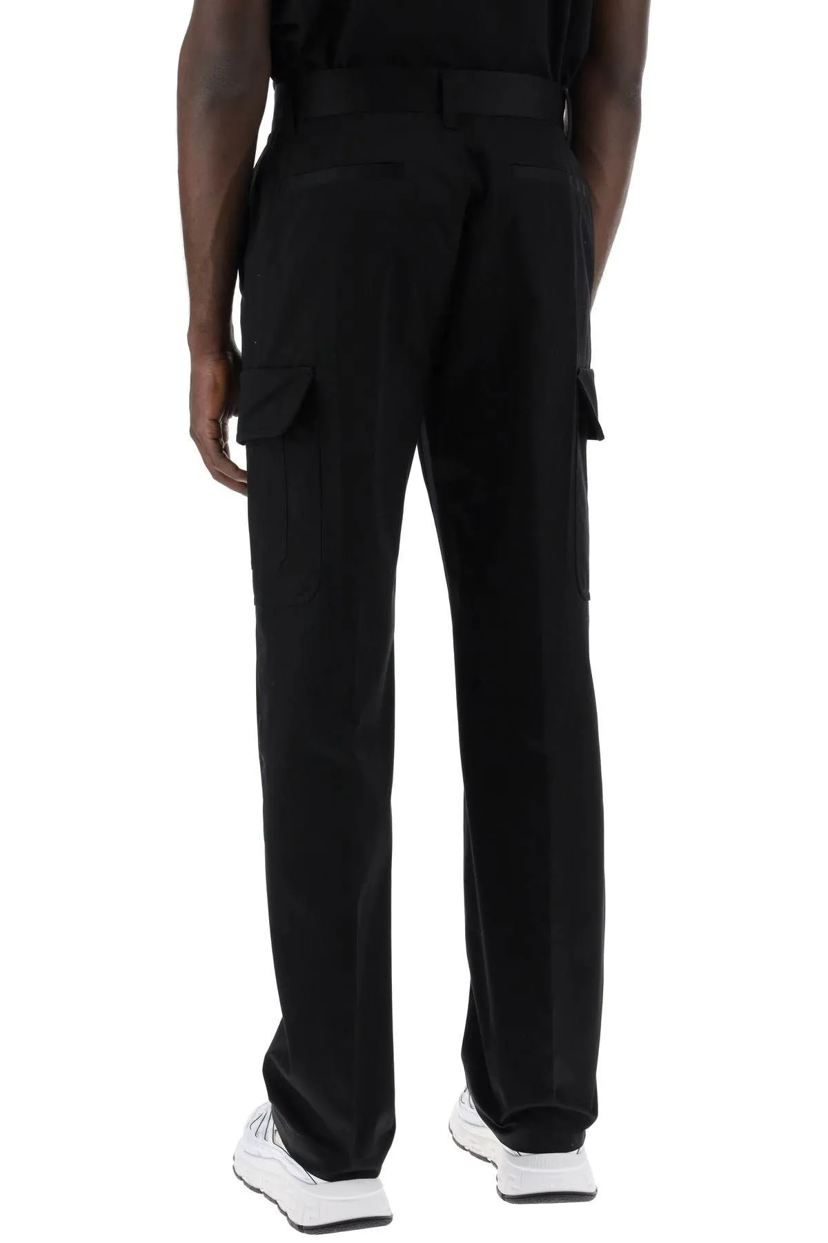 Pantaloni cargo in gabardina di cotone