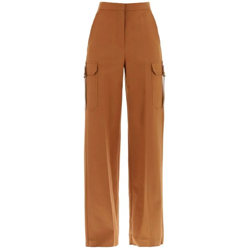 Pantaloni cargo in raso stretch