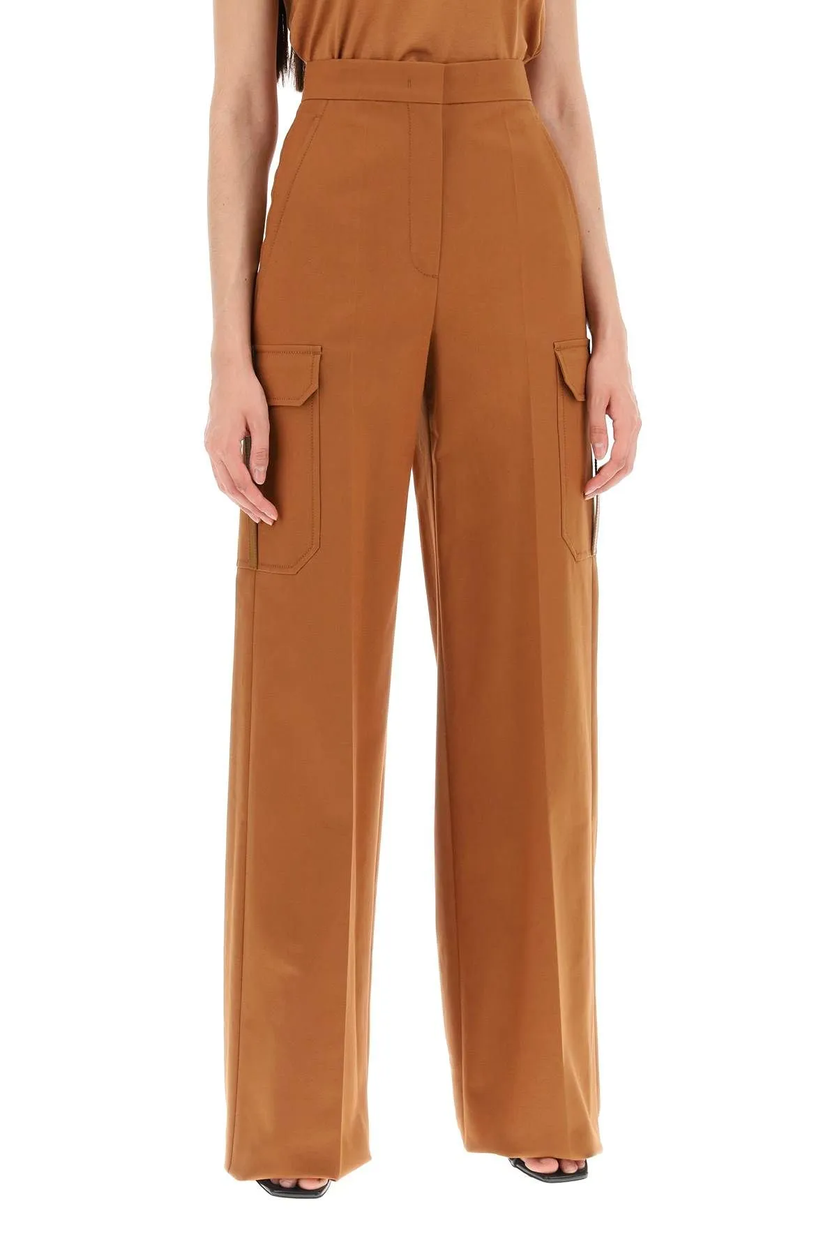 Pantaloni cargo in raso stretch