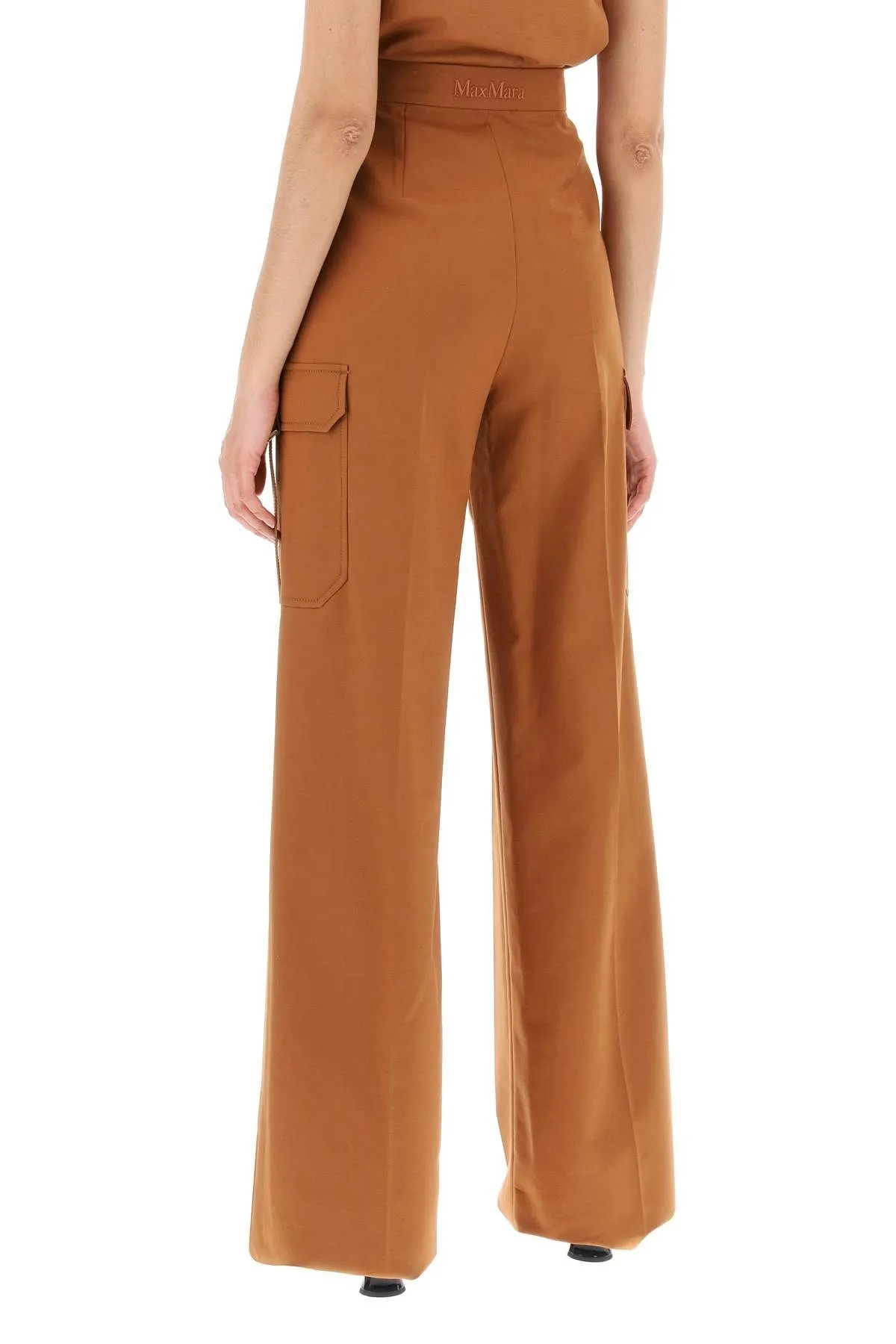 Pantaloni cargo in raso stretch