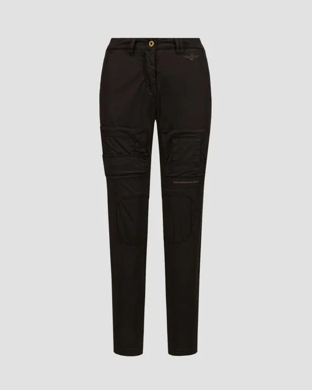 Pantaloni cargo neri da donna Aeronautica Militare