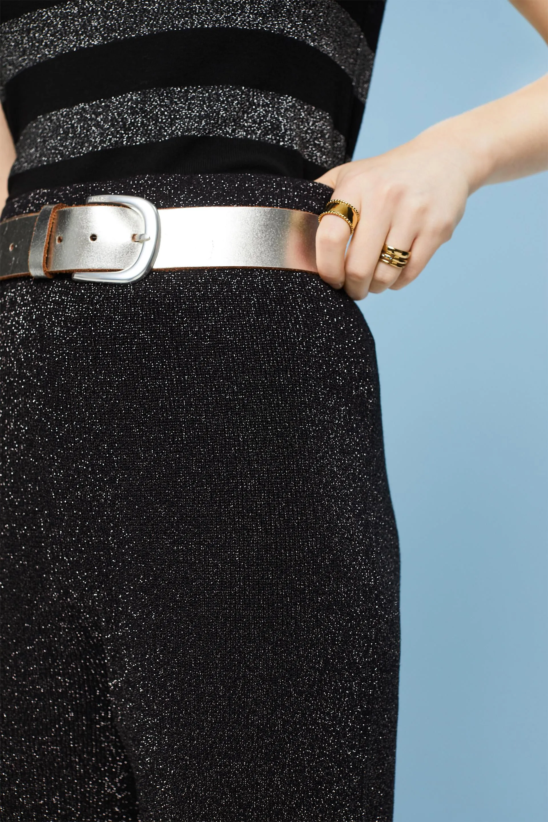 Pantaloni in maglia a gamba larga scintillanti