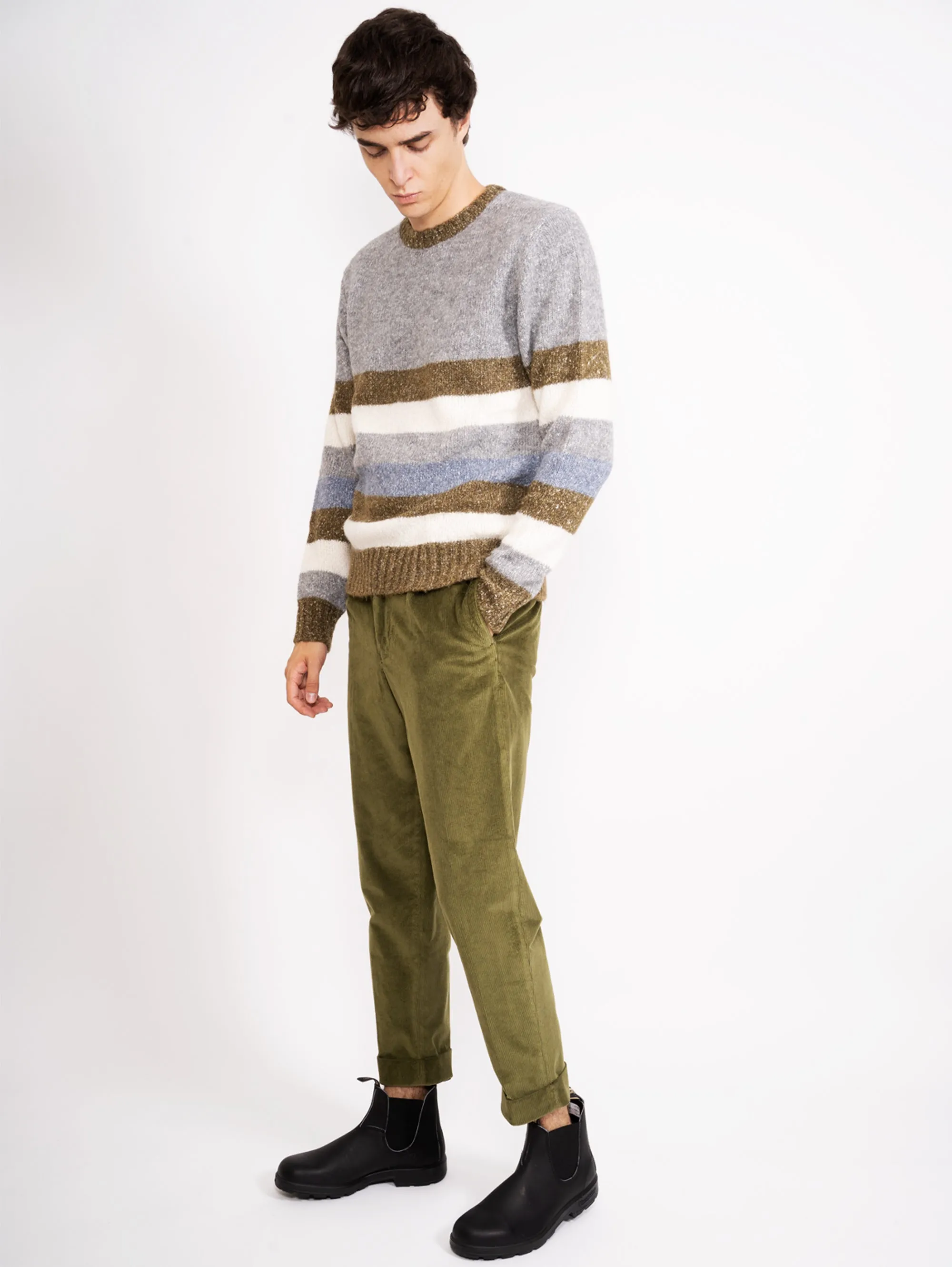 Pantaloni in Velluto con Pences Verde
