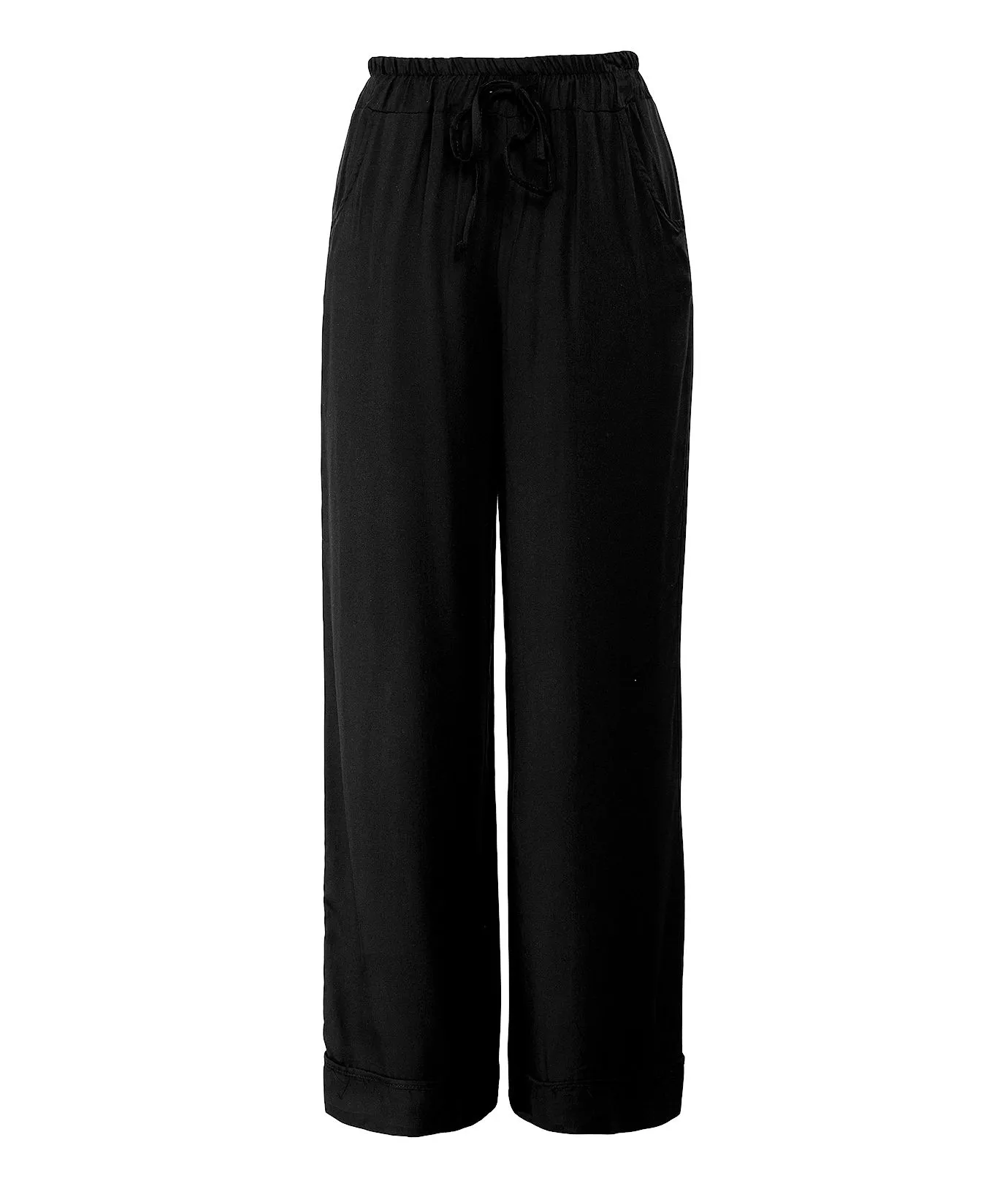 Pantaloni neri con risvolto e coulisse