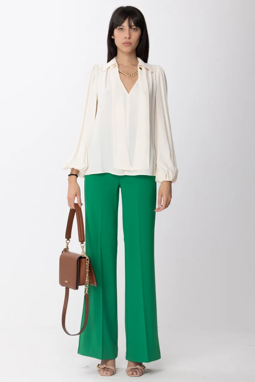 Pantaloni palazzo con bottoni VERDE PRATO INGLESE