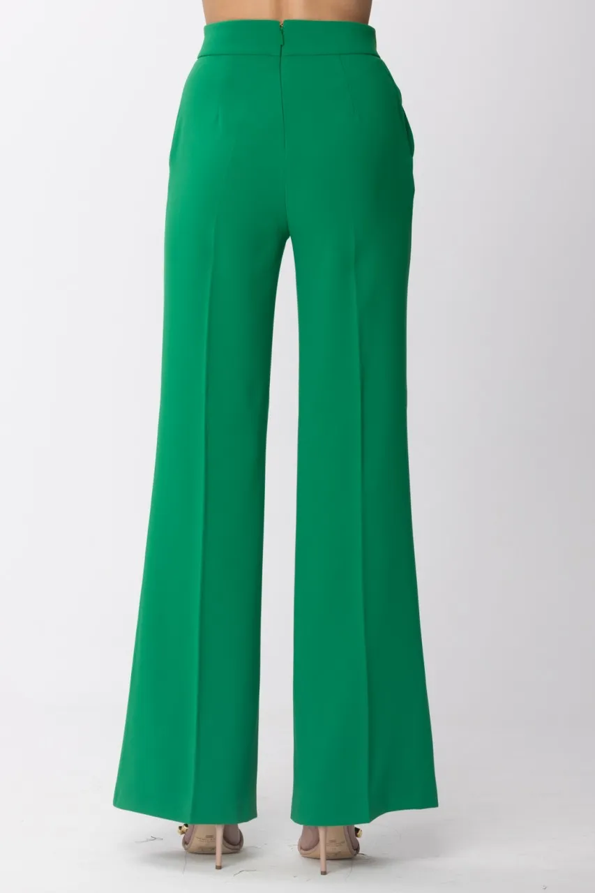 Pantaloni palazzo con bottoni VERDE PRATO INGLESE