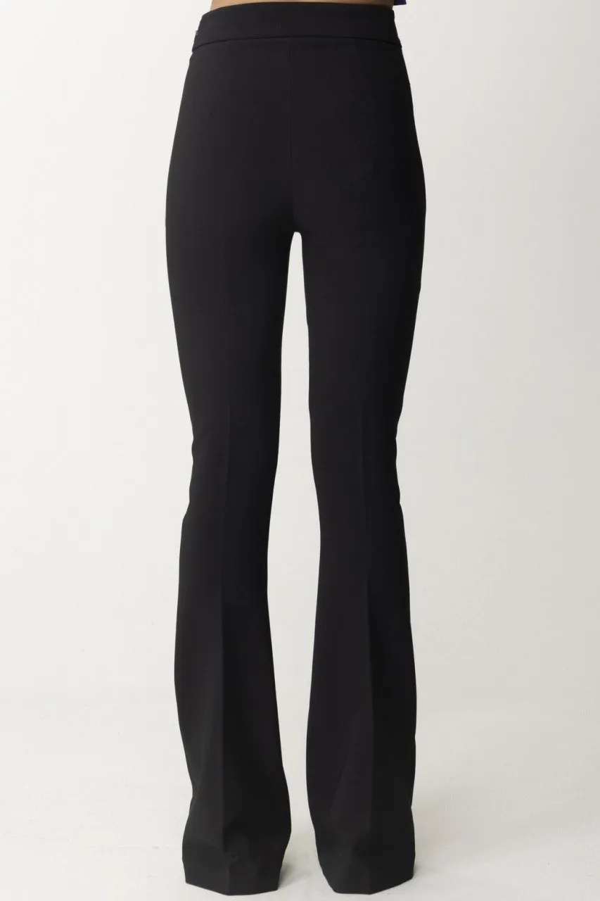 Pantaloni palazzo con placche logate Nero