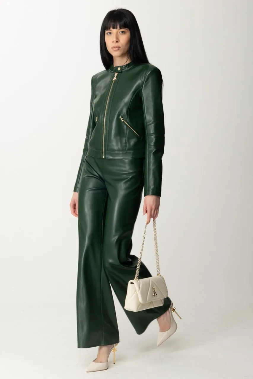Pantaloni palazzo in pelle Lucida Tuscany Green