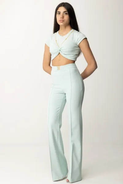 Pantaloni palazzo stretch ACQUA
