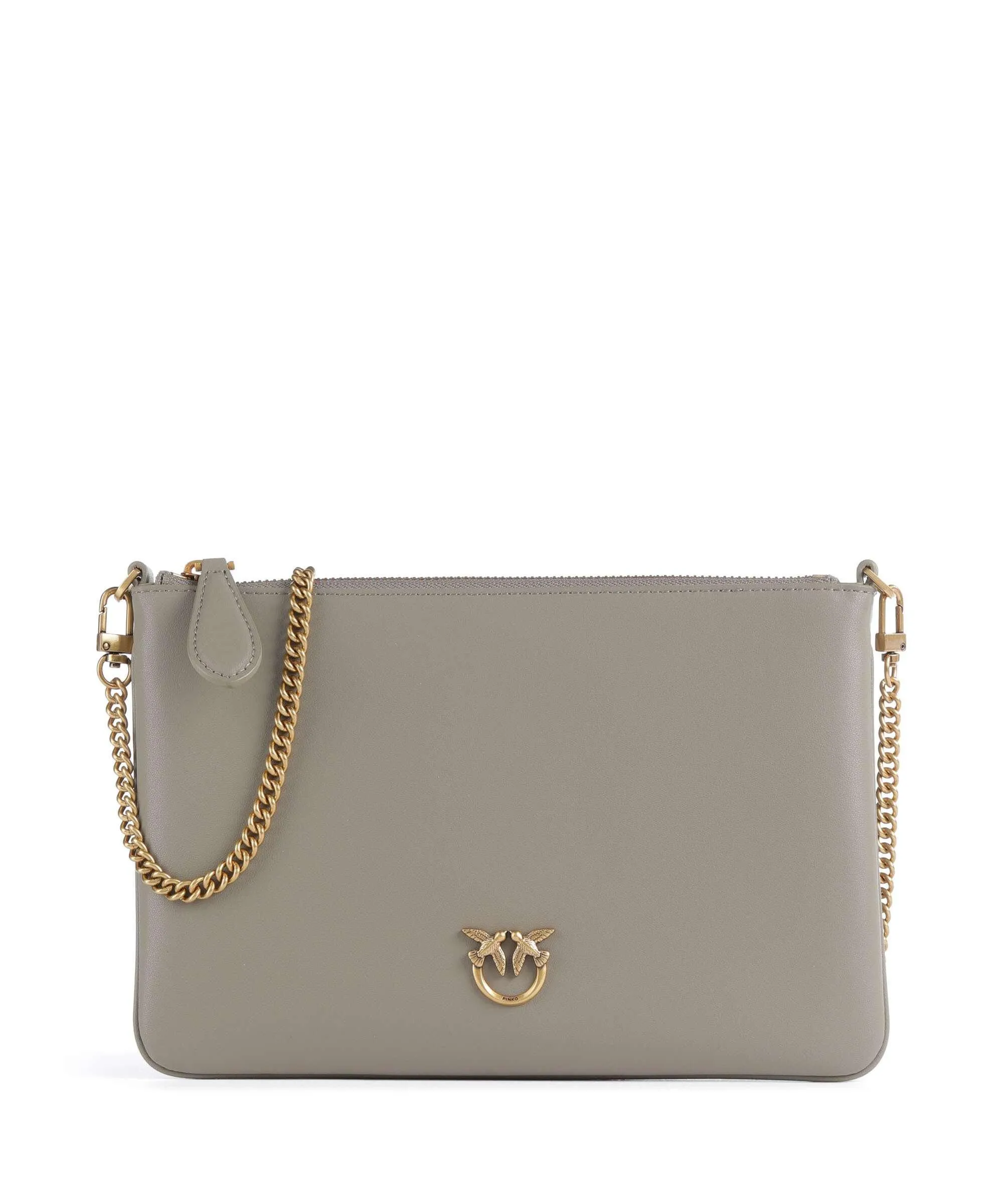  Pinko Flat Classic Borsa a tracolla pelle di vacchetta finemente grana taupe  
