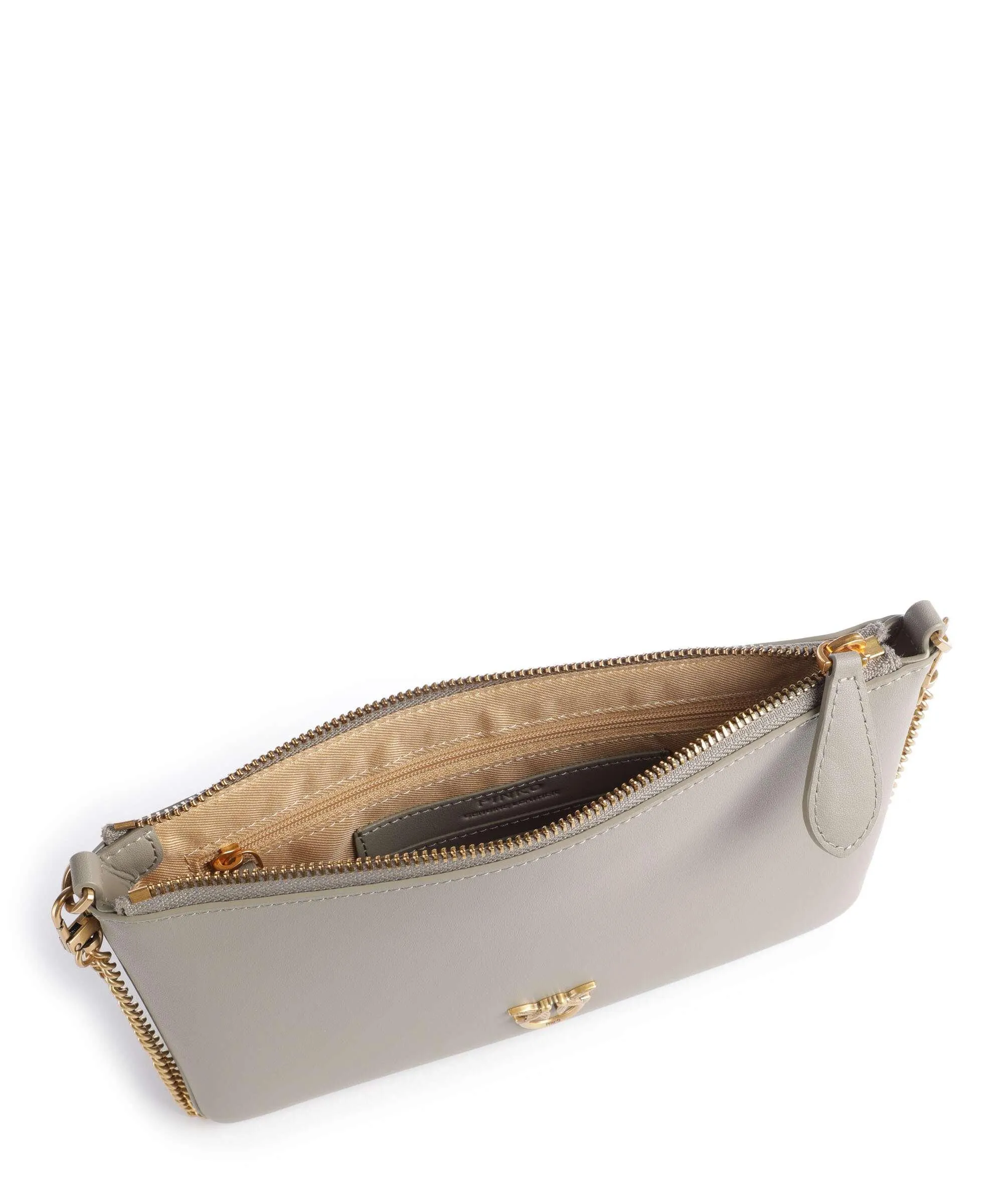  Pinko Flat Classic Borsa a tracolla pelle di vacchetta finemente grana taupe  