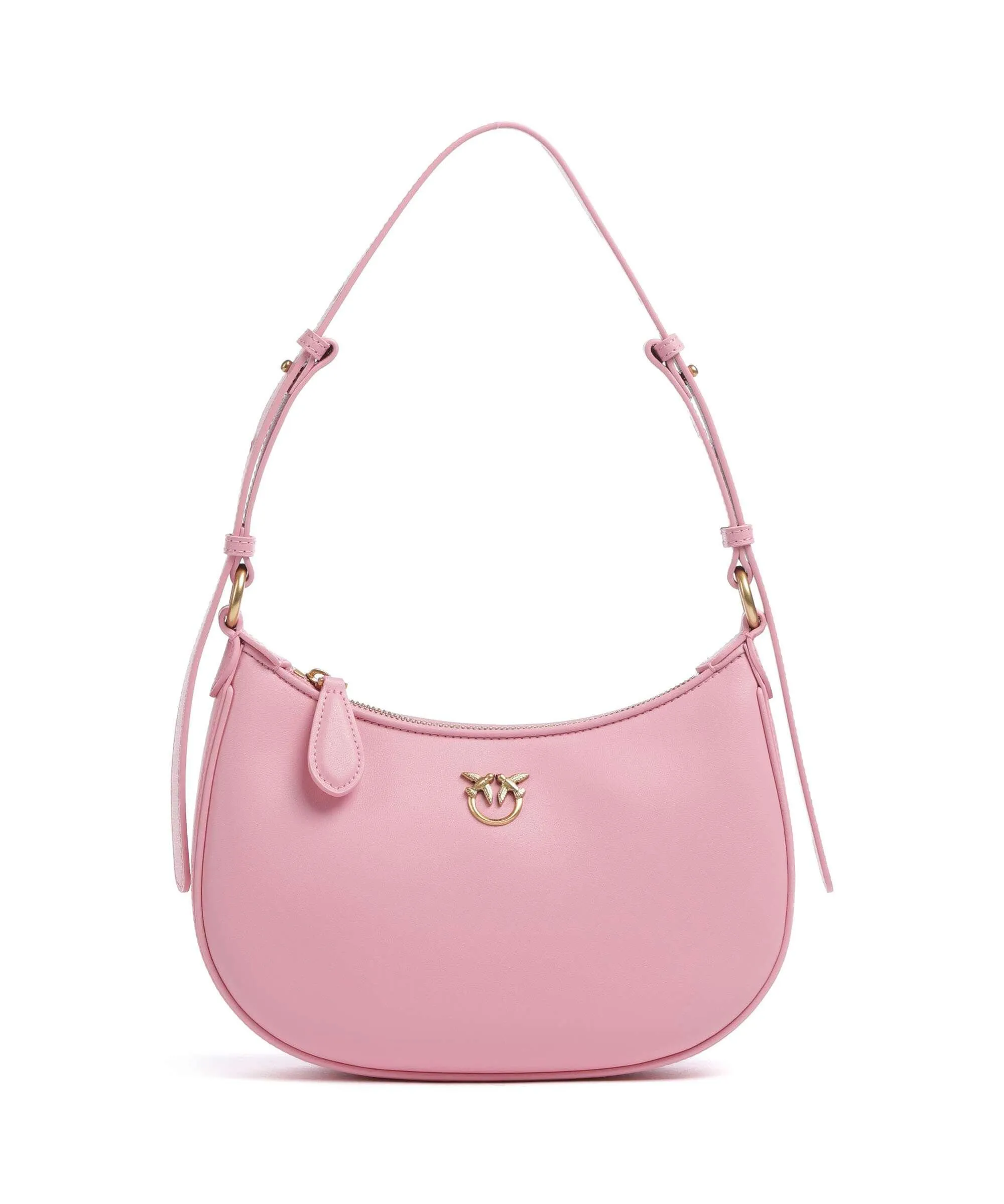  Pinko Half Moon Mini Borsa a spalla pelle di vacchetta finemente grana rosa  