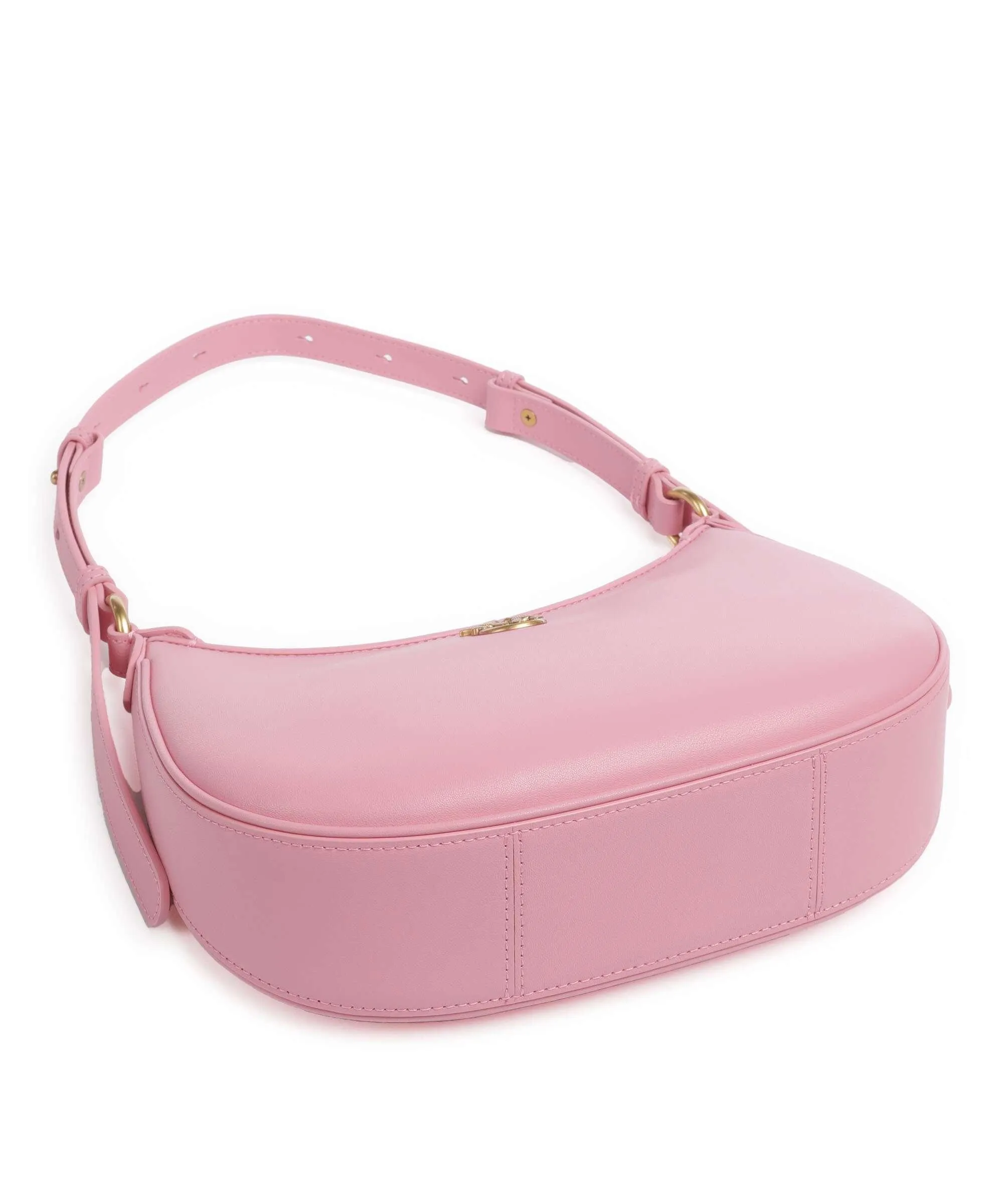  Pinko Half Moon Mini Borsa a spalla pelle di vacchetta finemente grana rosa  