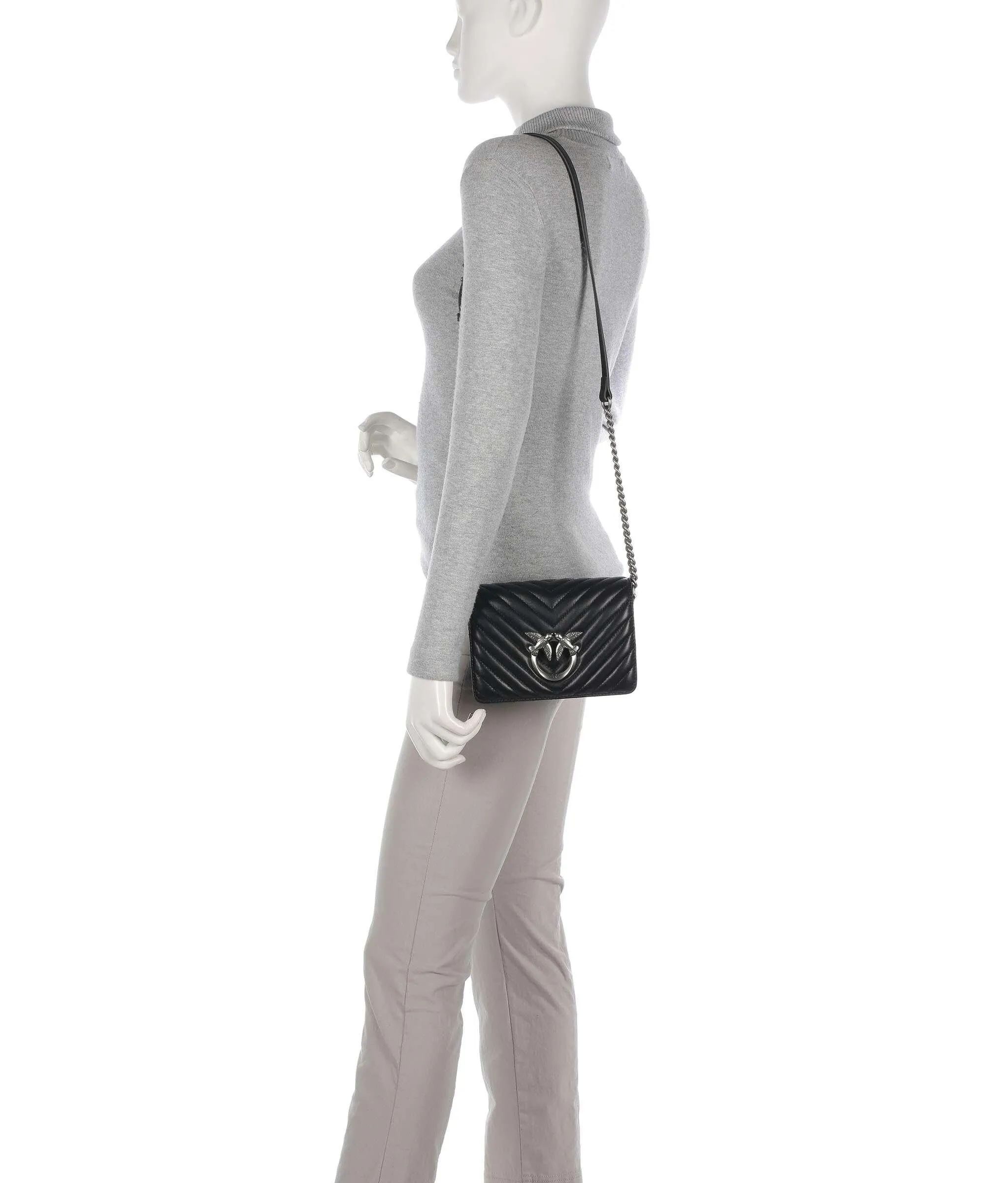  Pinko Love Click Mini Borsa a tracolla pelle di pecora nero  