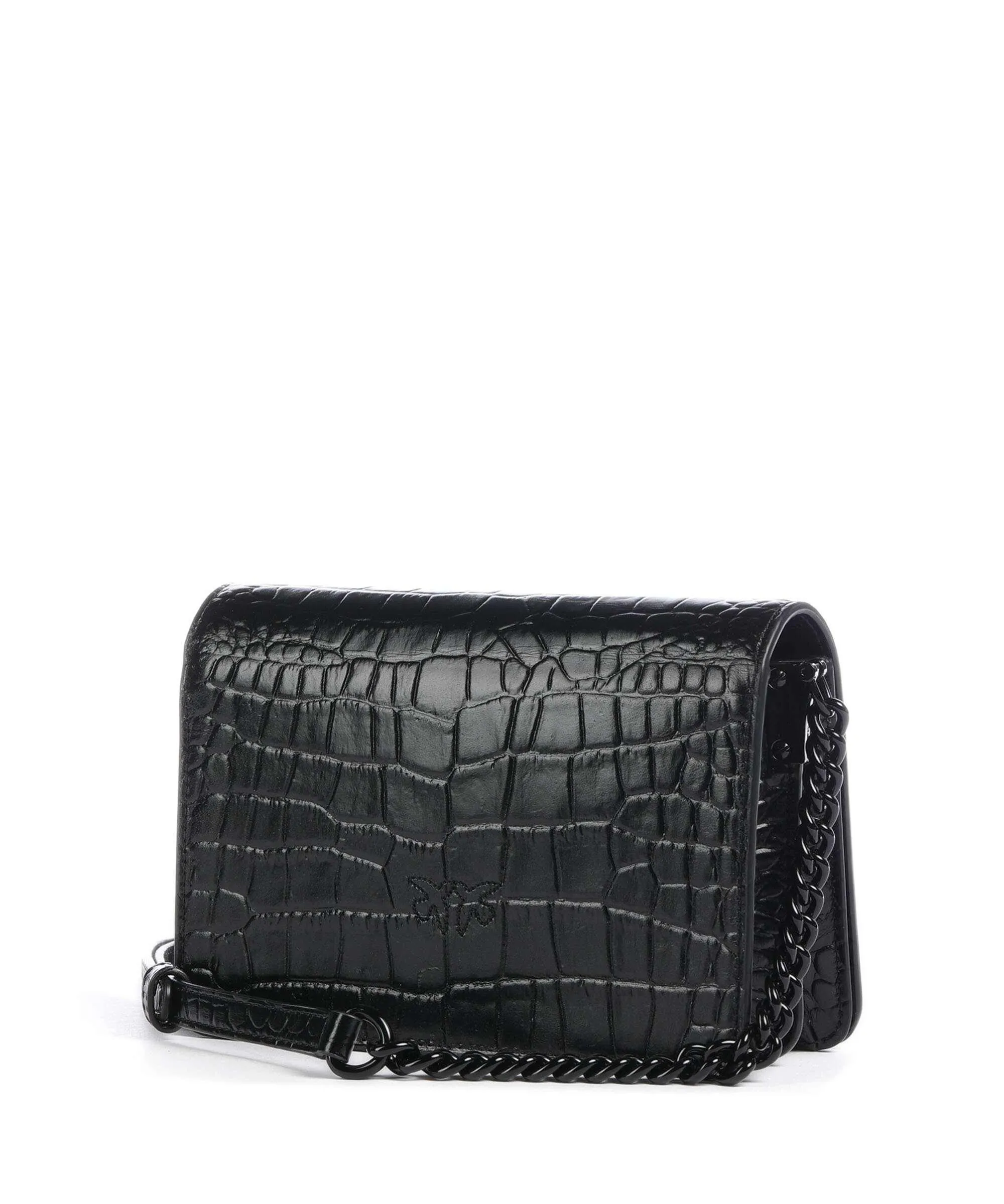  Pinko Love Click Mini Borsa a tracolla pelle di vitello goffrata nero  