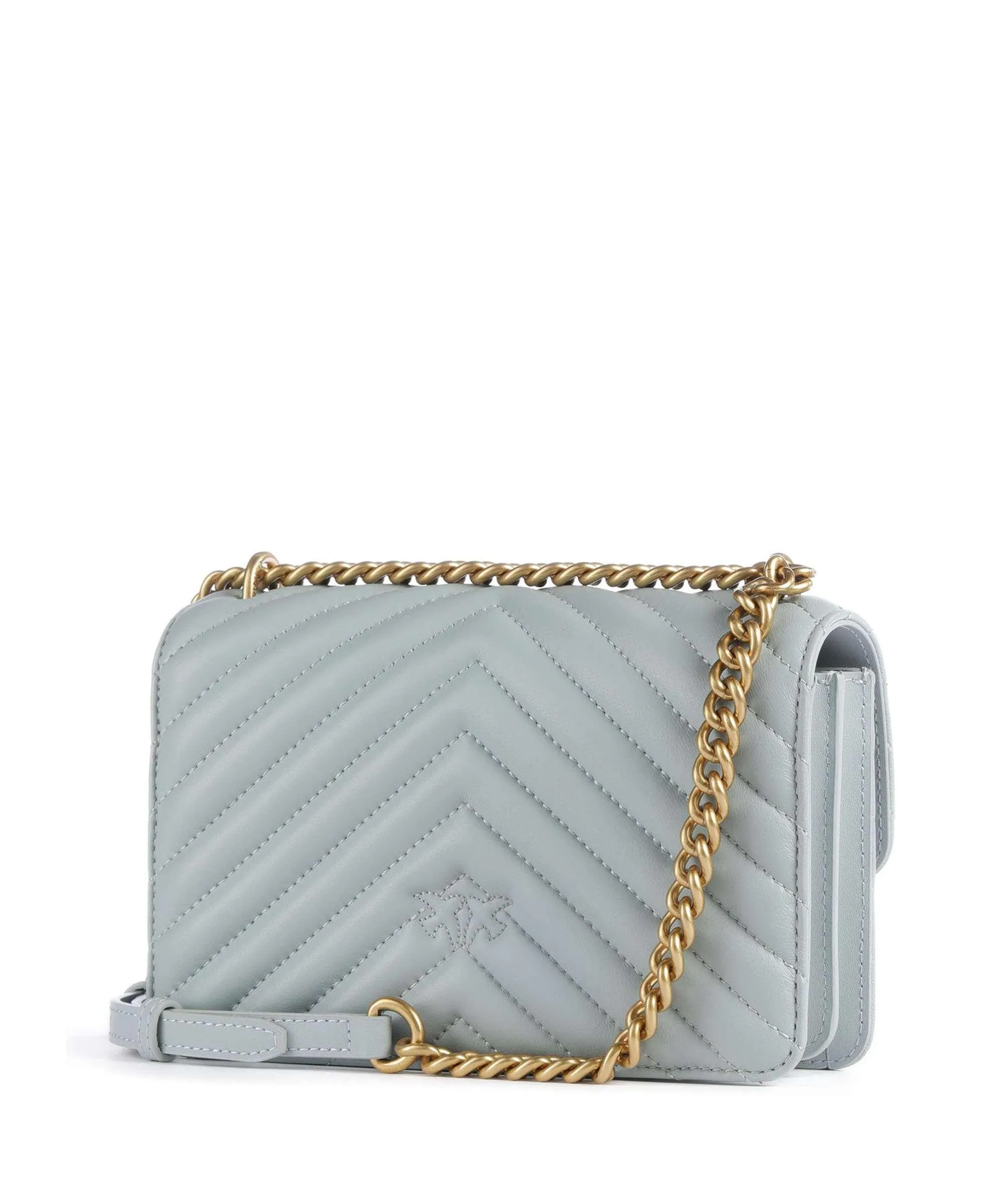  Pinko Love One Mini Borsa a spalla pelle a grana fine blu chiaro  