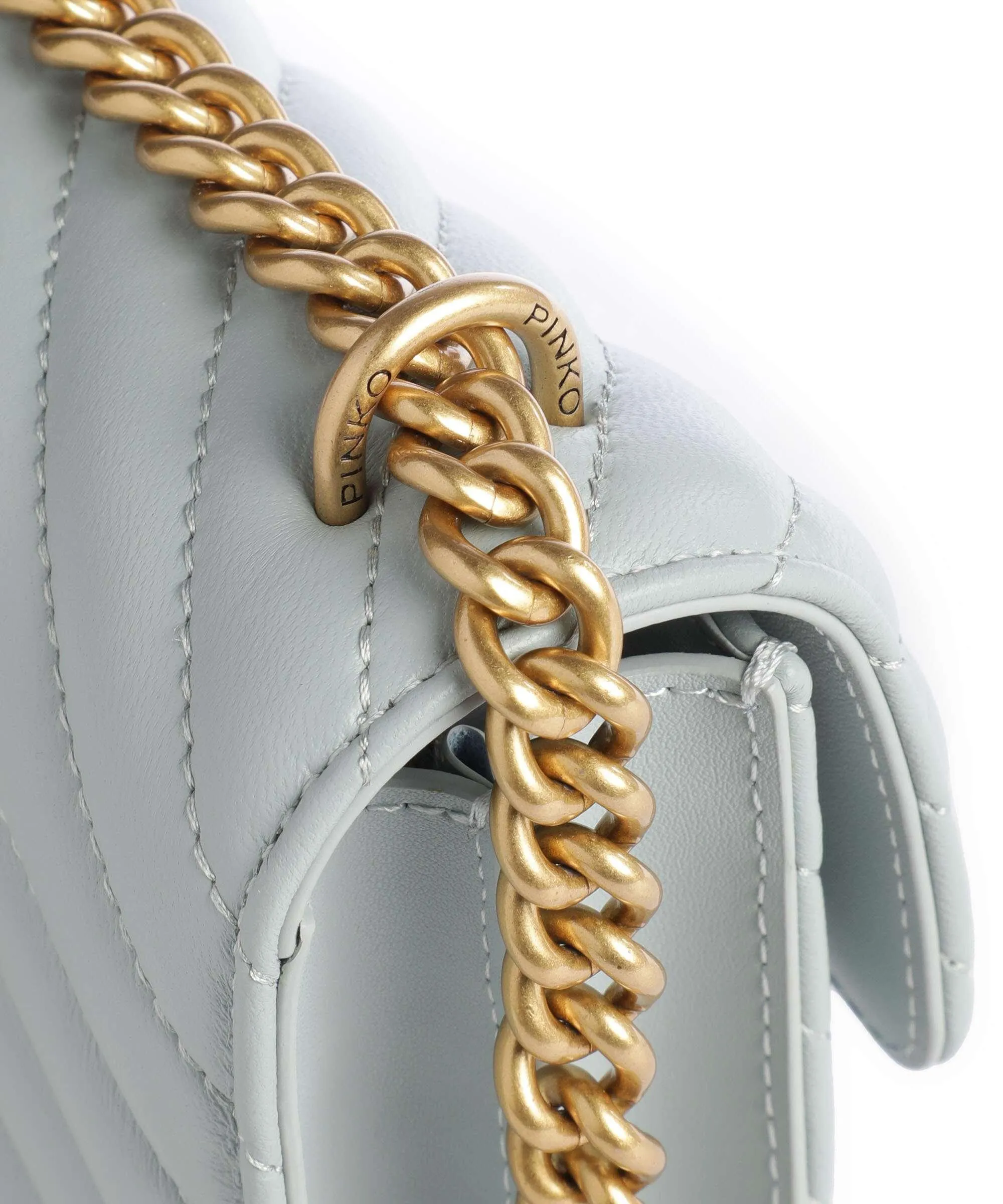  Pinko Love One Mini Borsa a spalla pelle a grana fine blu chiaro  