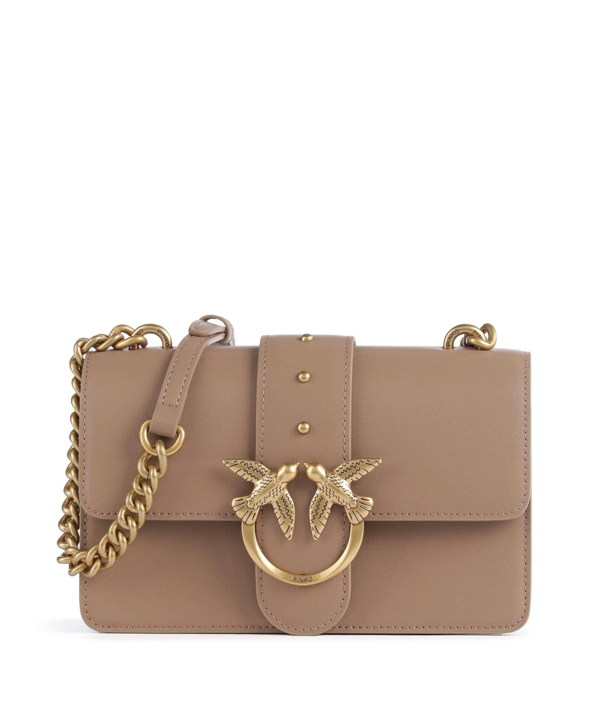 Pinko Love One Mini Borsa a tracolla pelle di vitello finemente grana marrone chiaro  
