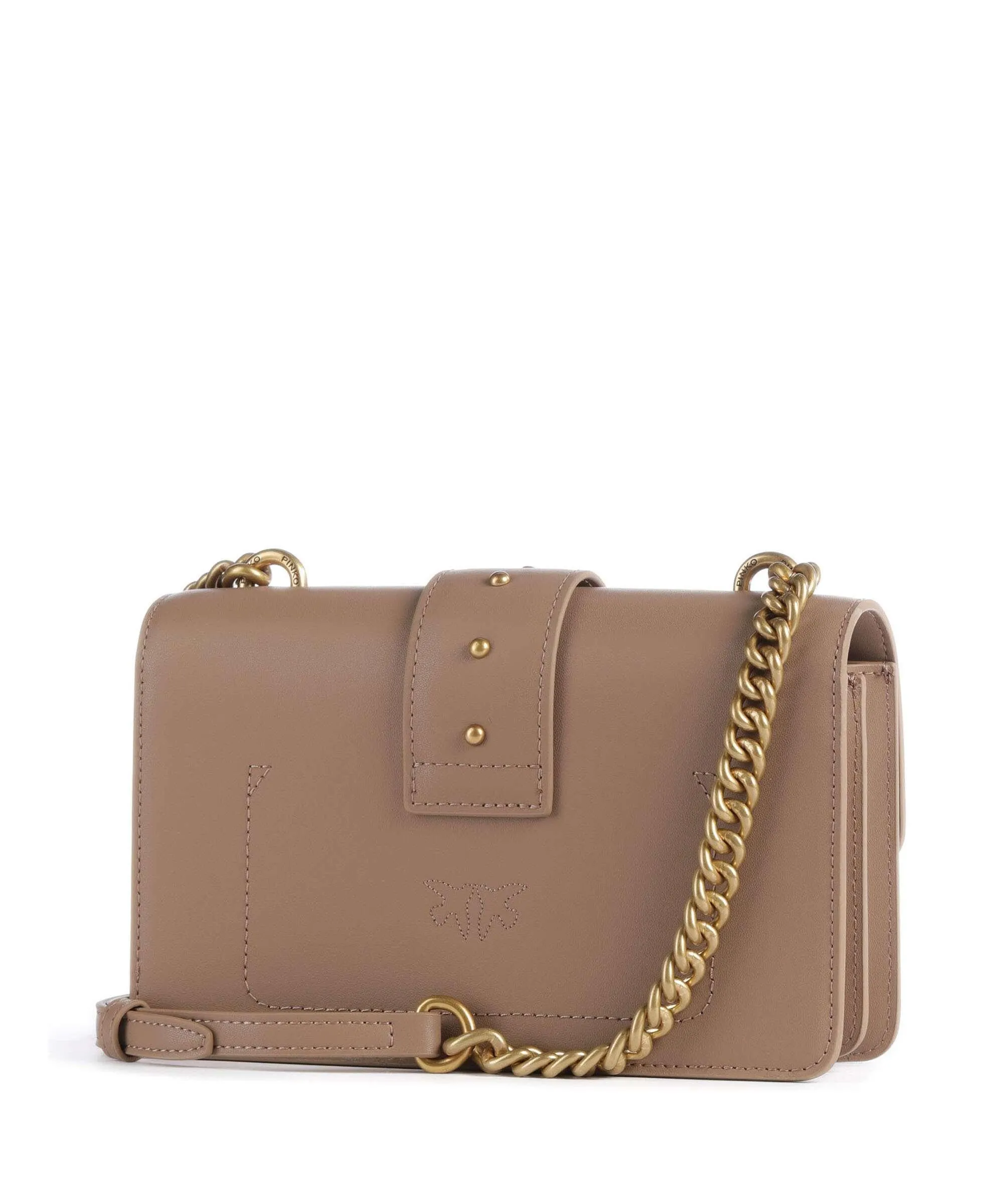  Pinko Love One Mini Borsa a tracolla pelle di vitello finemente grana marrone chiaro  