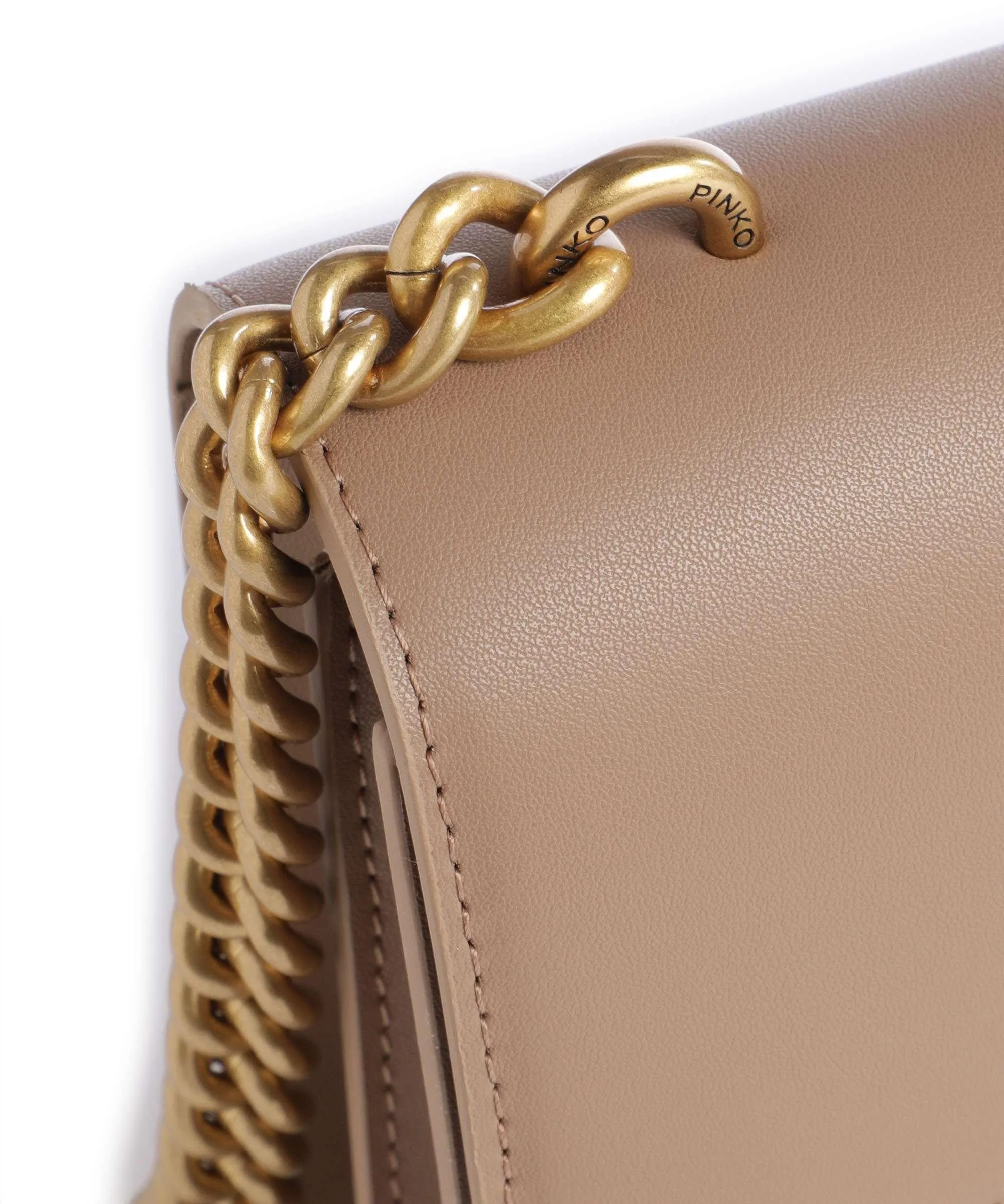  Pinko Love One Mini Borsa a tracolla pelle di vitello finemente grana marrone chiaro  
