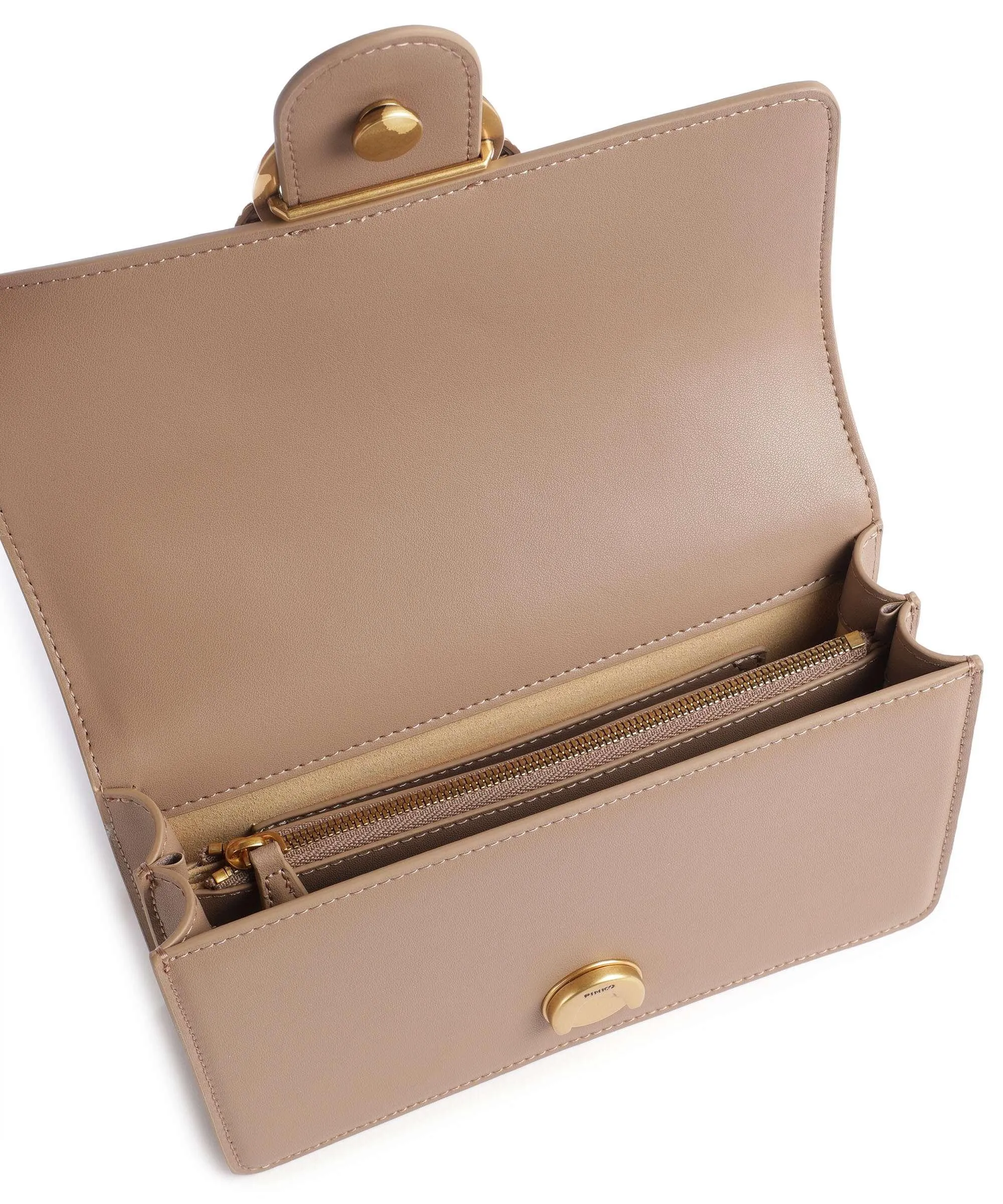  Pinko Love One Mini Borsa a tracolla pelle di vitello finemente grana marrone chiaro  