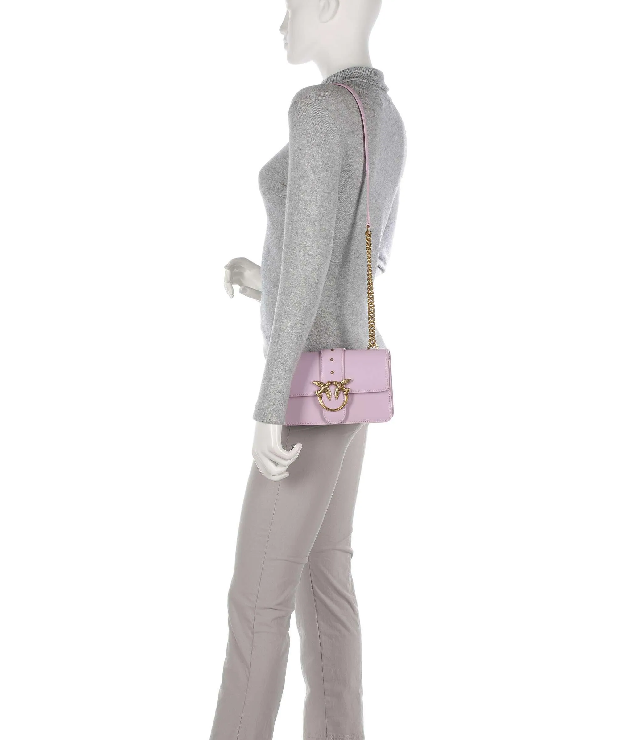  Pinko Love One Mini Borsa a tracolla pelle di vitello finemente grana viola  