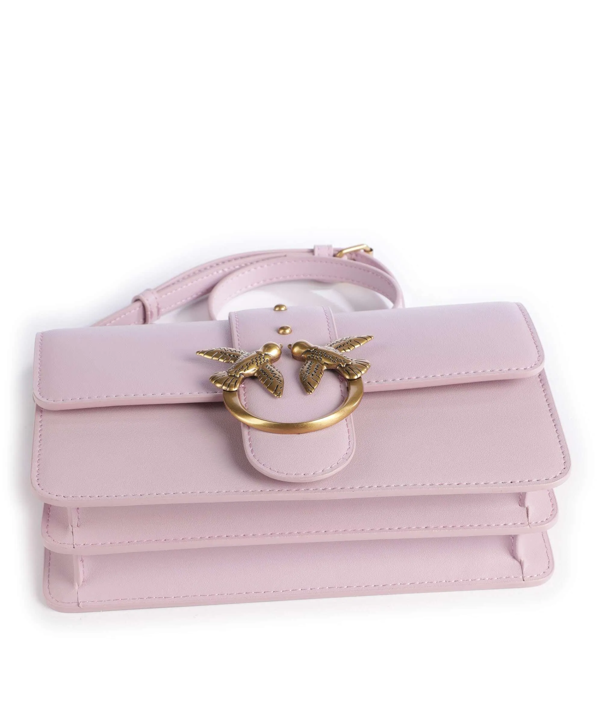  Pinko Love One Mini Borsa a tracolla pelle di vitello finemente grana viola  