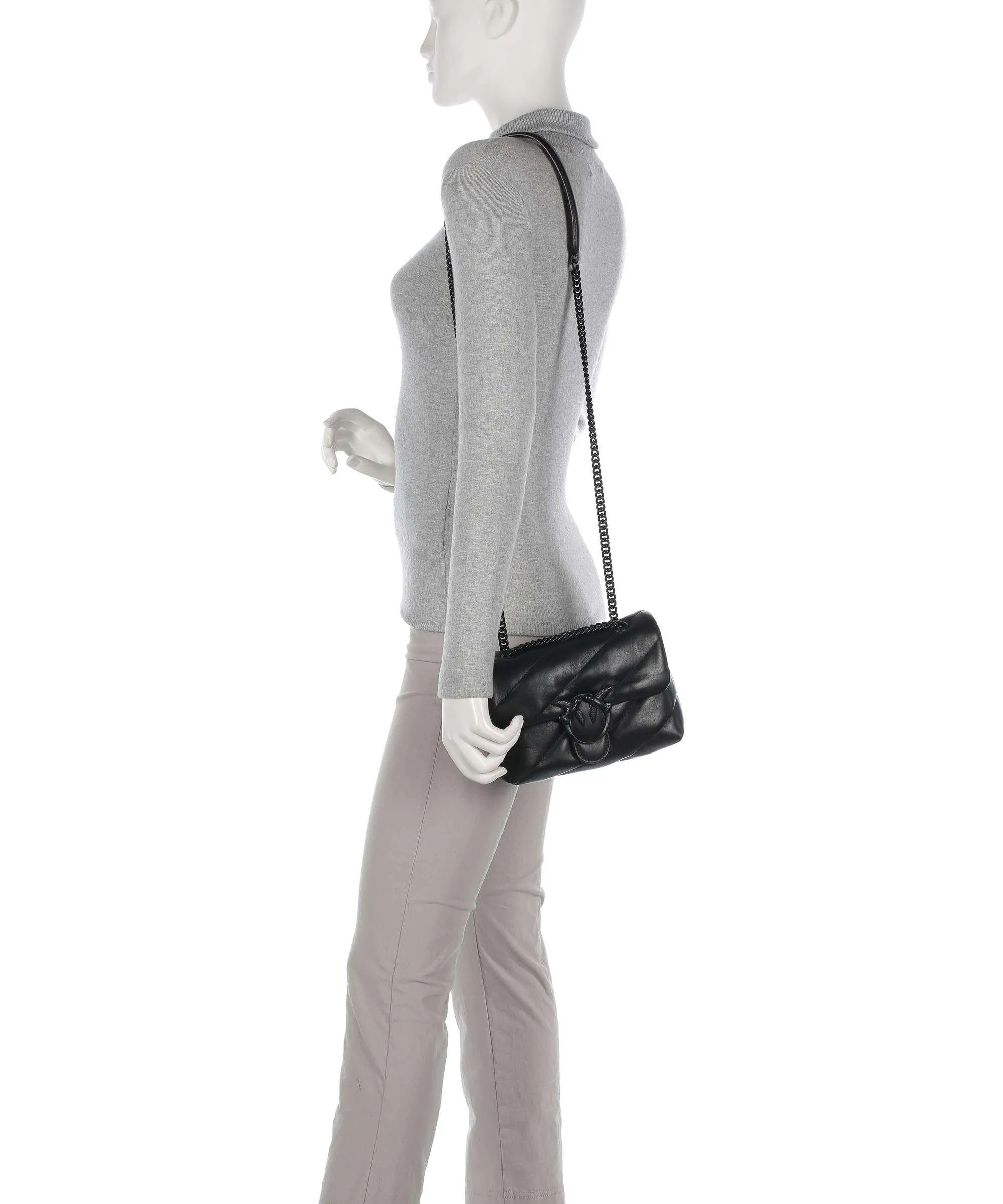  Pinko Love Puff Mini Borsa a spalla pelle di pecora nero  