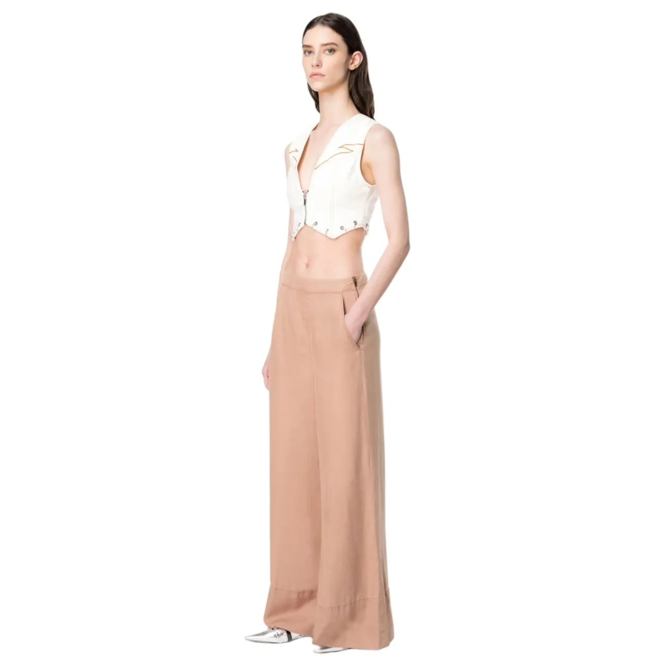Pinko pantaloni palazzo beige