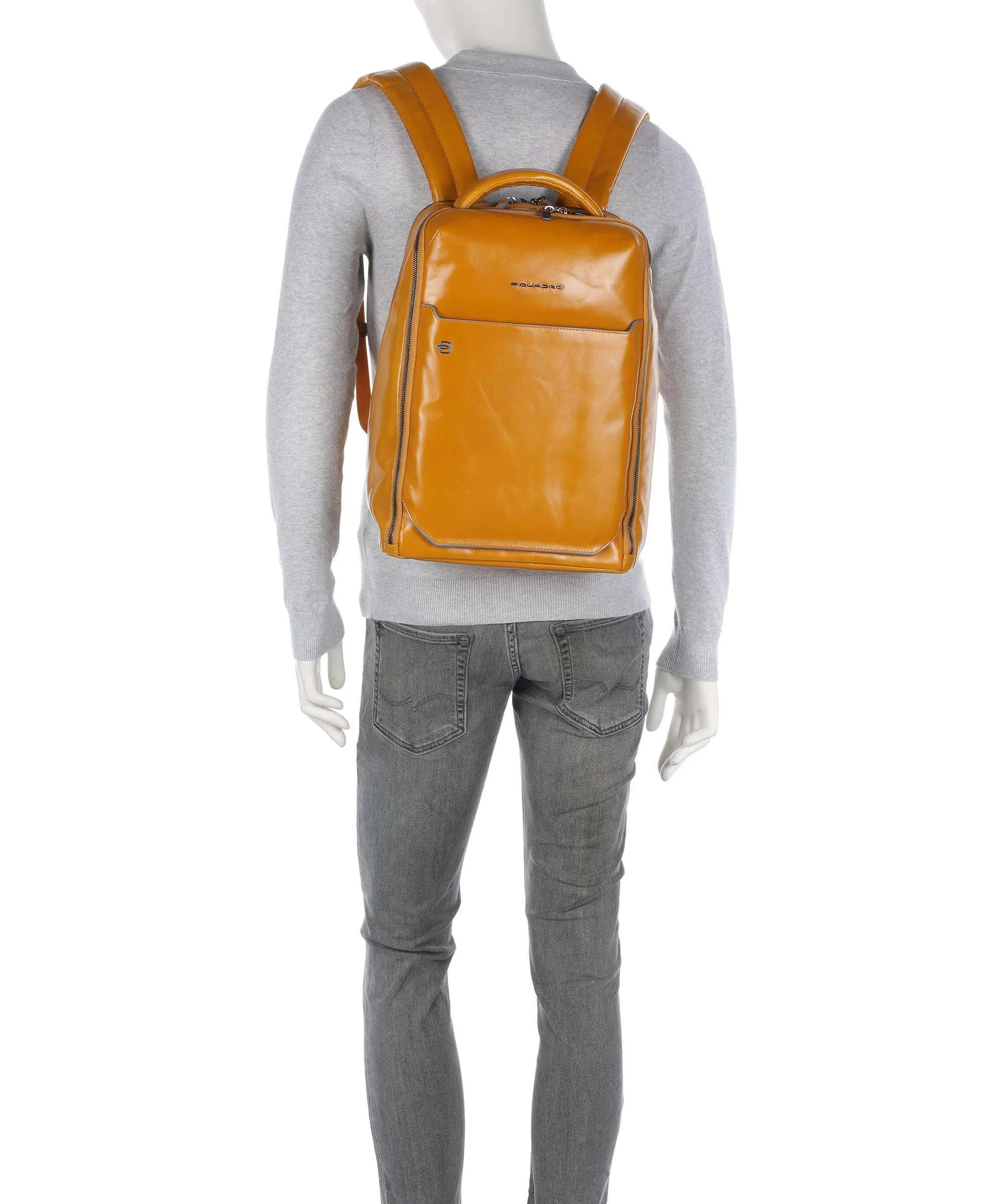  Piquadro Blue Square Zaino 15″ pelle di vacchetta finemente grana giallo  