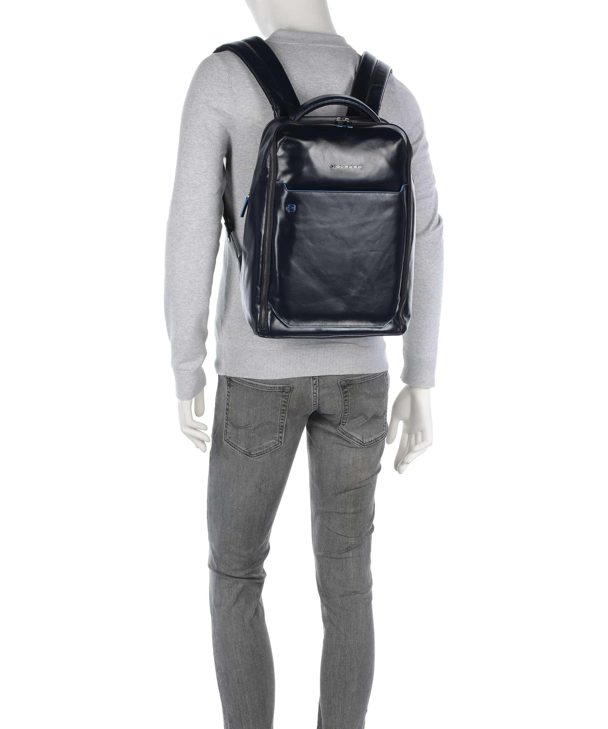  Piquadro Blue Square Zaino 15″ pelle di vacchetta finemente grana navy  