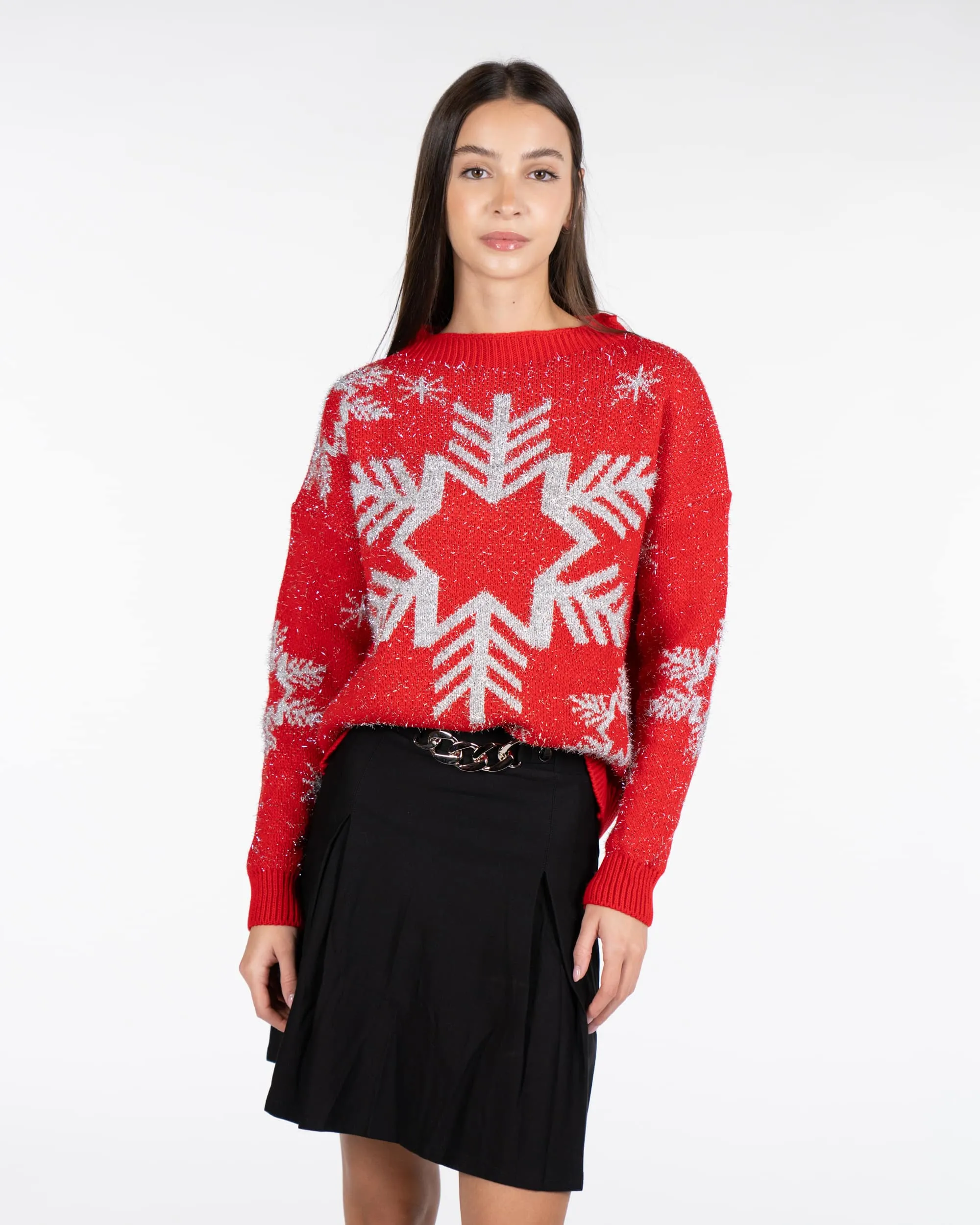Pullover fiocchi di neve - ROSSO
