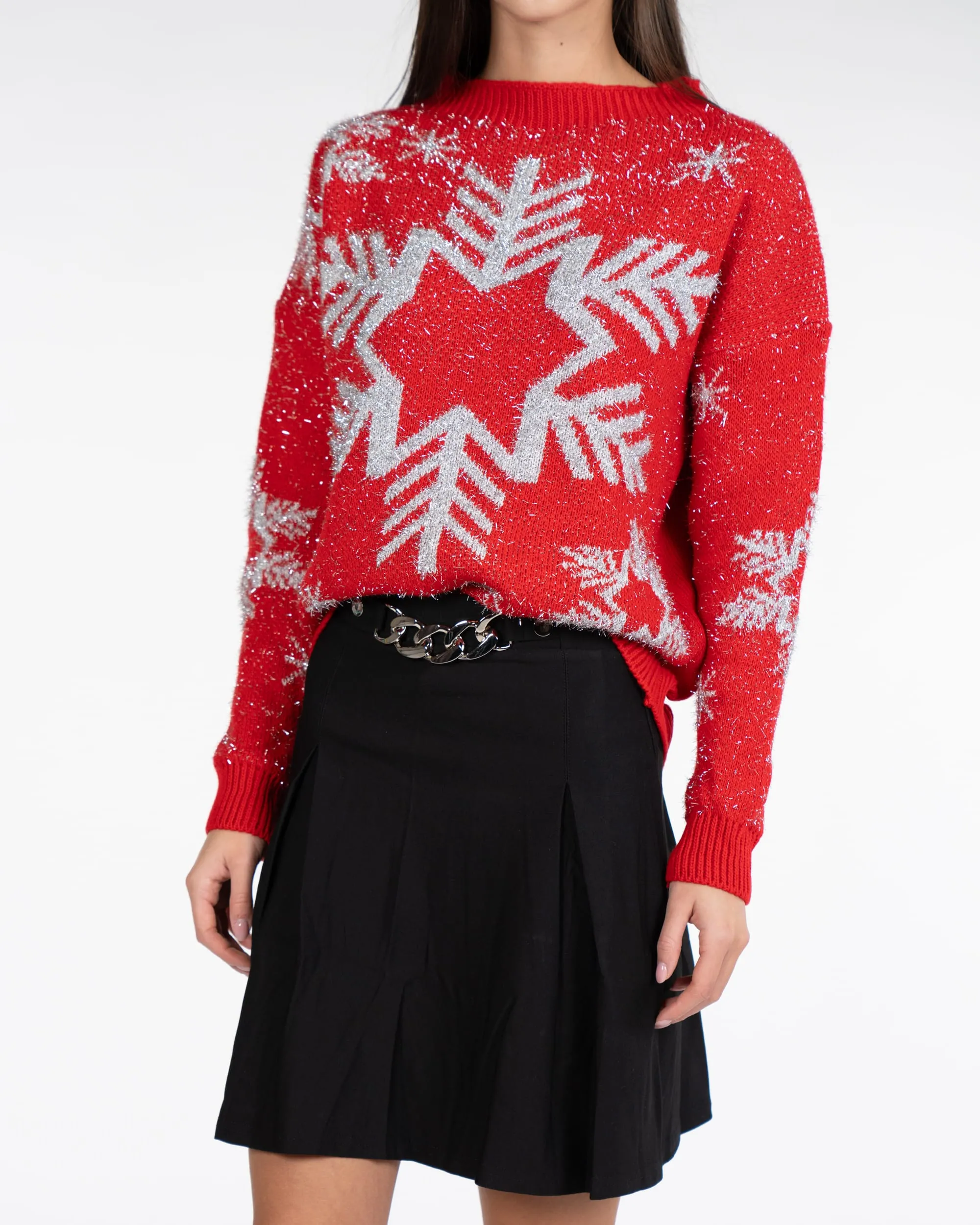 Pullover fiocchi di neve - ROSSO