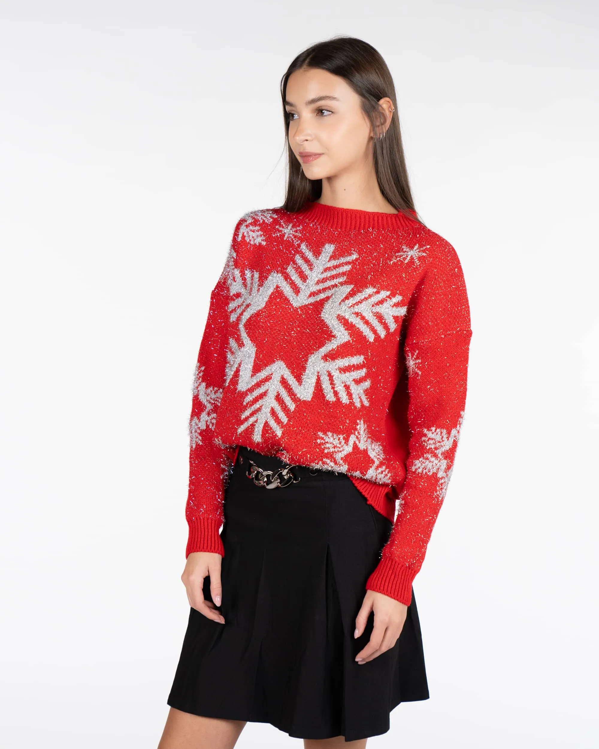 Pullover fiocchi di neve - ROSSO