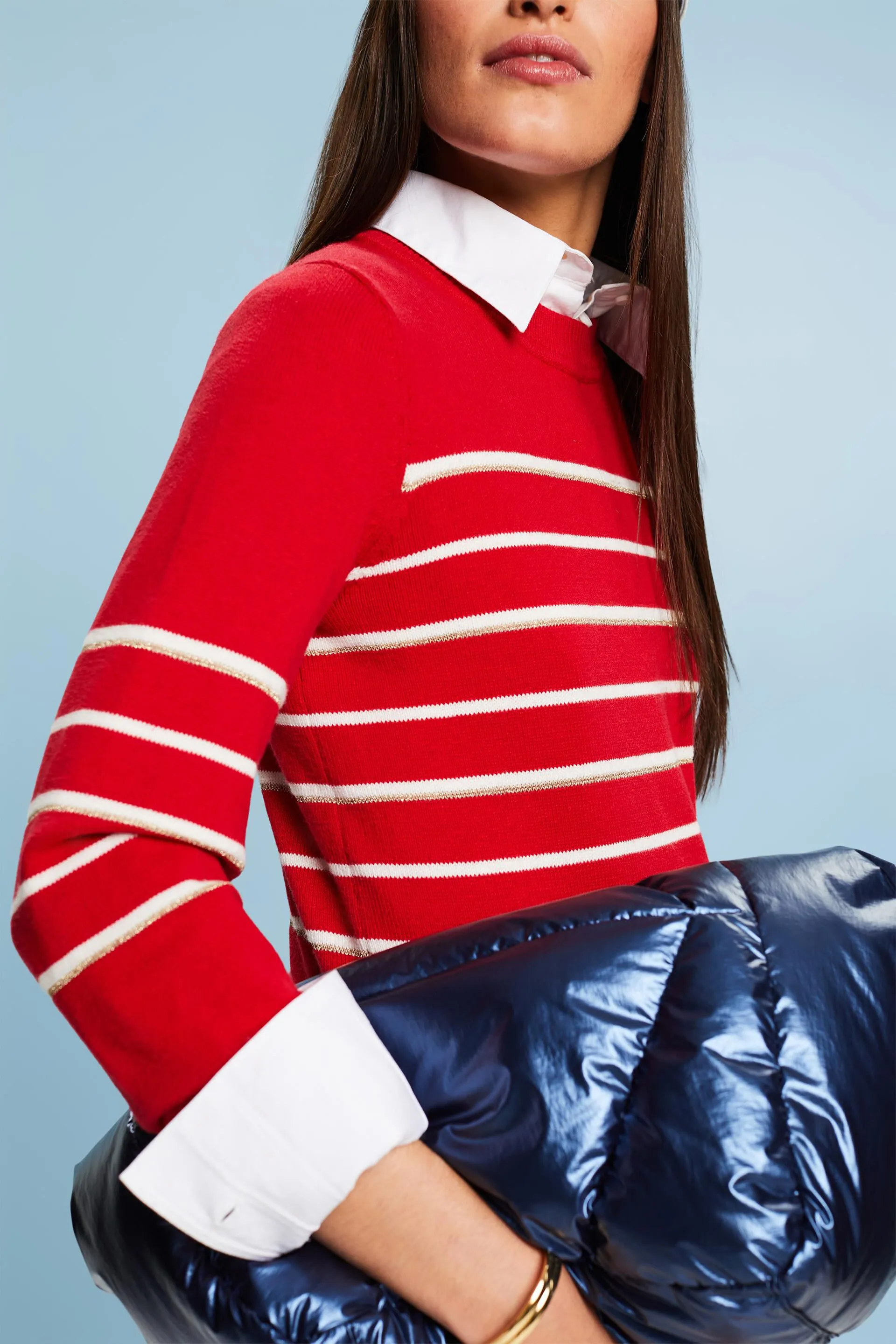 Pullover in maglia a righe con cashmere