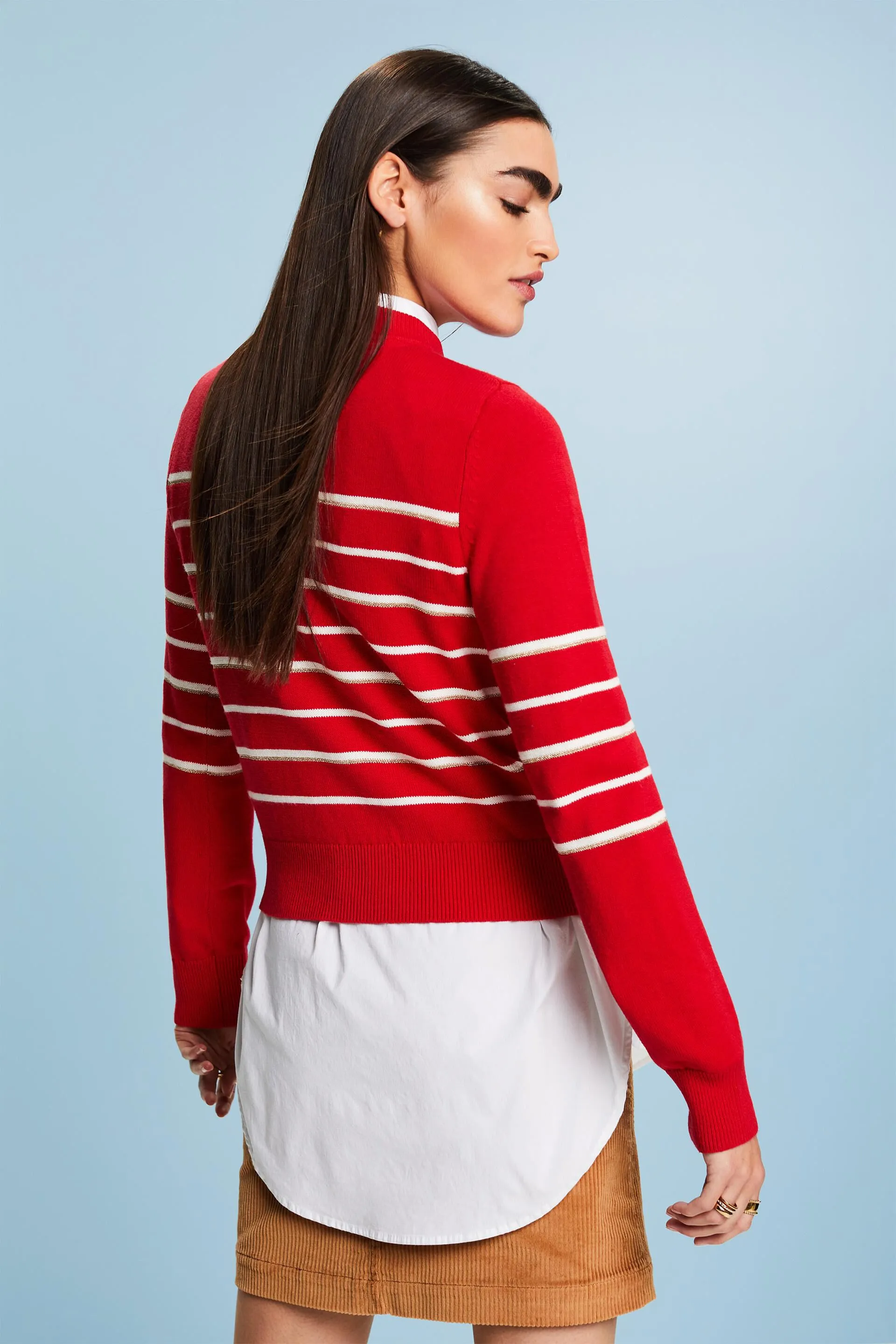 Pullover in maglia a righe con cashmere