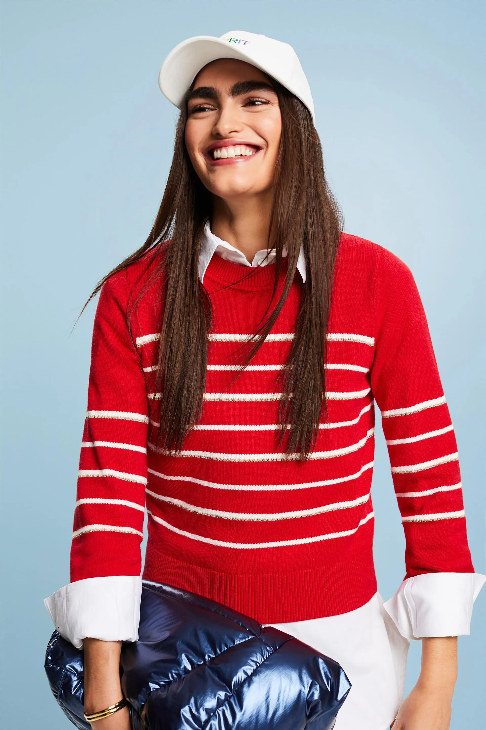 Pullover in maglia a righe con cashmere