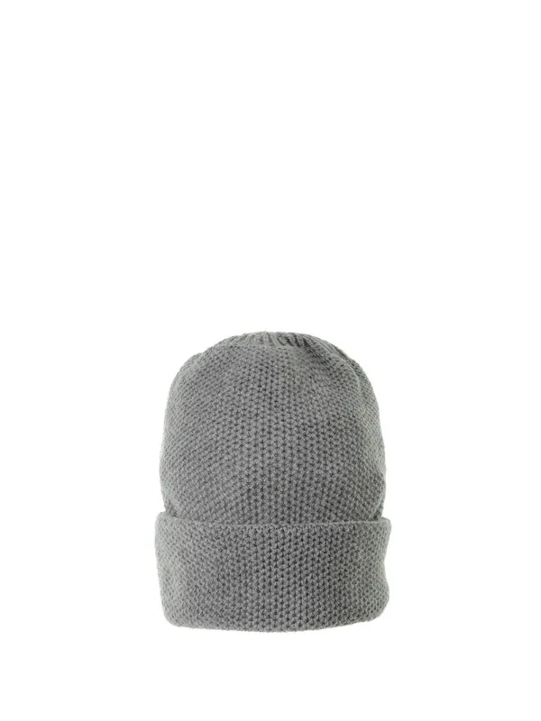 Pure cashmere honeycomb hat with double turn-up