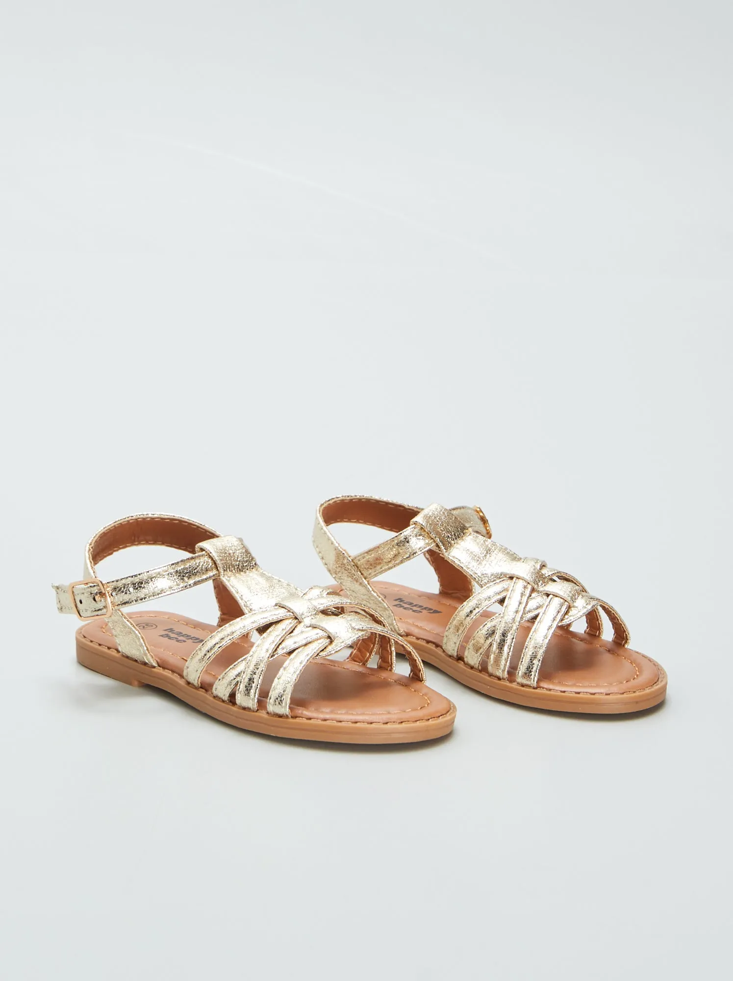 Sandali con cinturini metallizzati - BEIGE