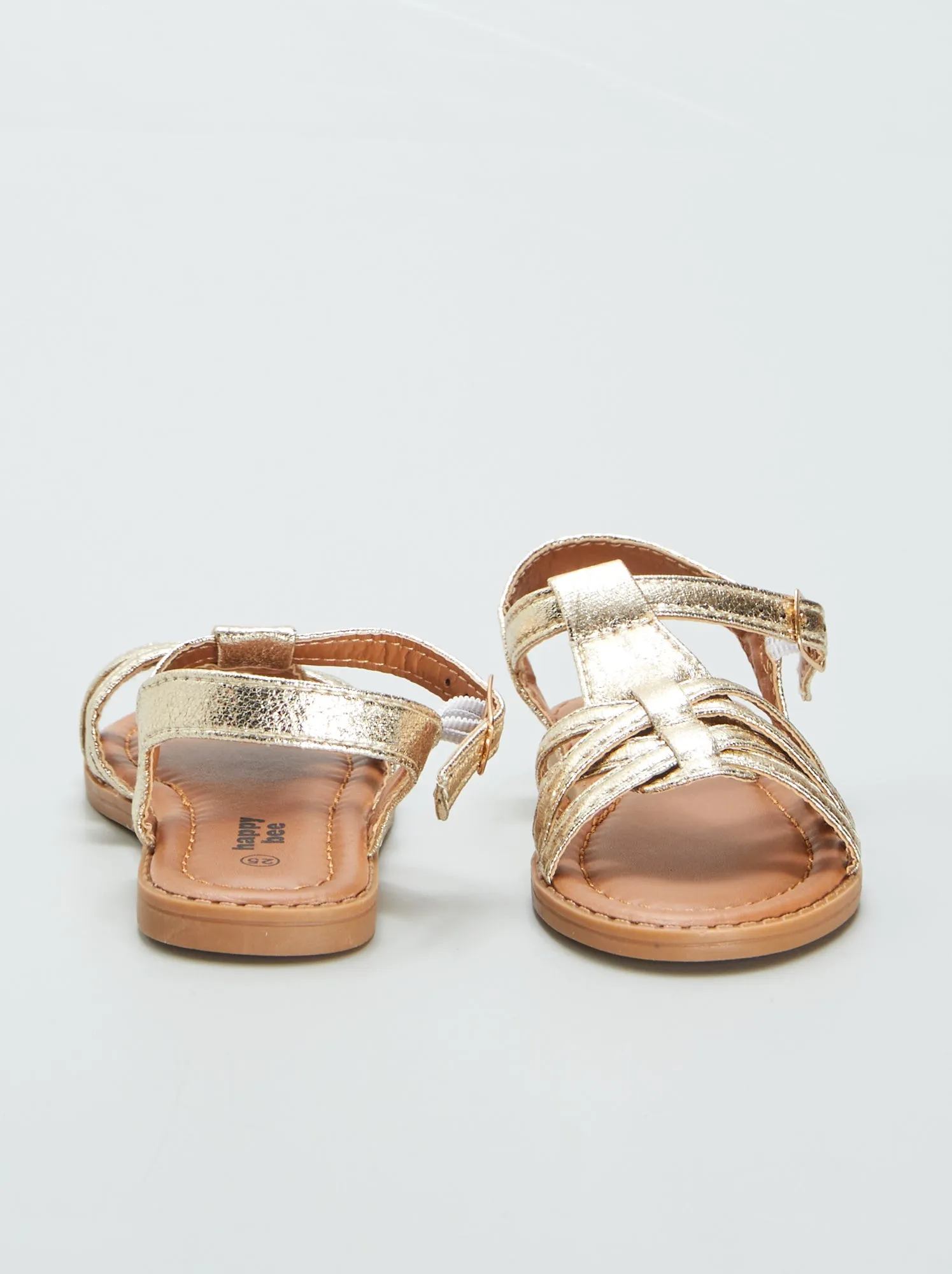 Sandali con cinturini metallizzati - BEIGE