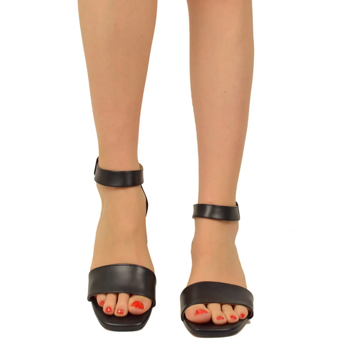 Sandali Donna Neri con Cinturino Regolabile Made in Italy