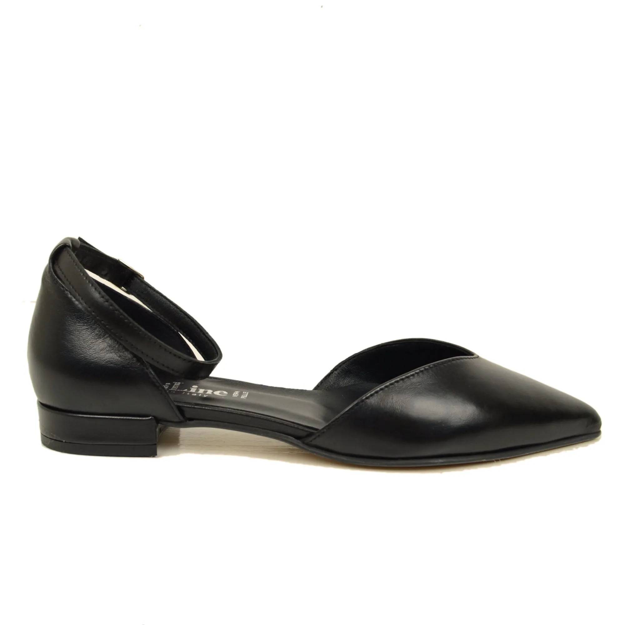 Sandali Donna Neri Punta a Cuore Made in Italy con Cinturino