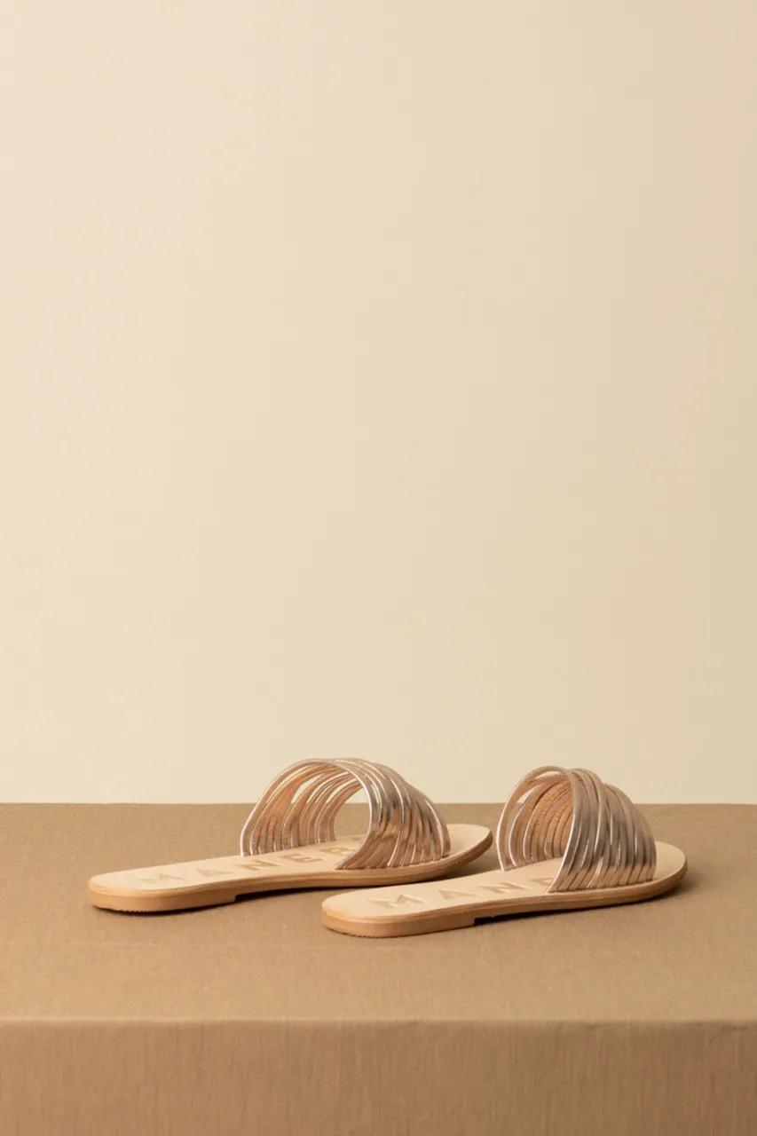 Sandali flat Hollywood metallizzati PLATINUM-MULTI STRIPES