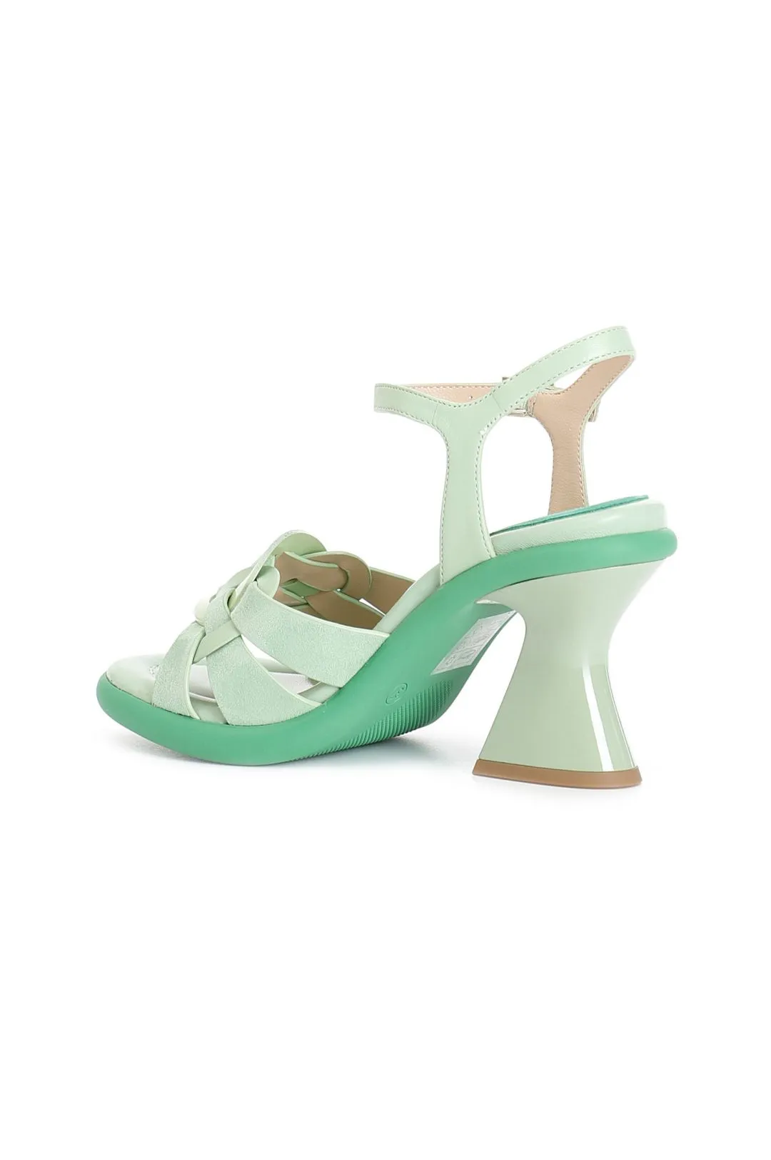 sandali gilda in pelle con accessorio anello verde