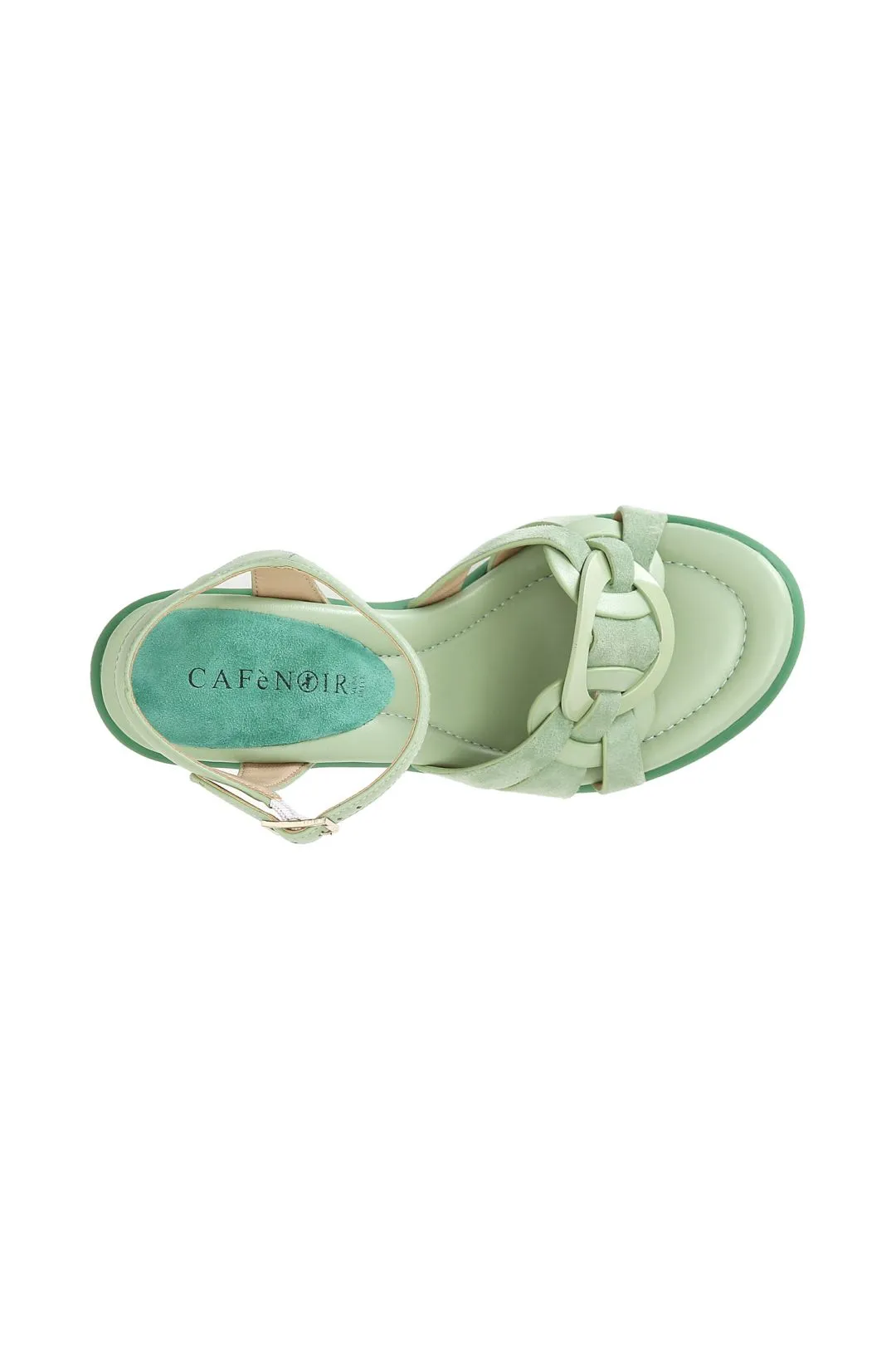 sandali gilda in pelle con accessorio anello verde