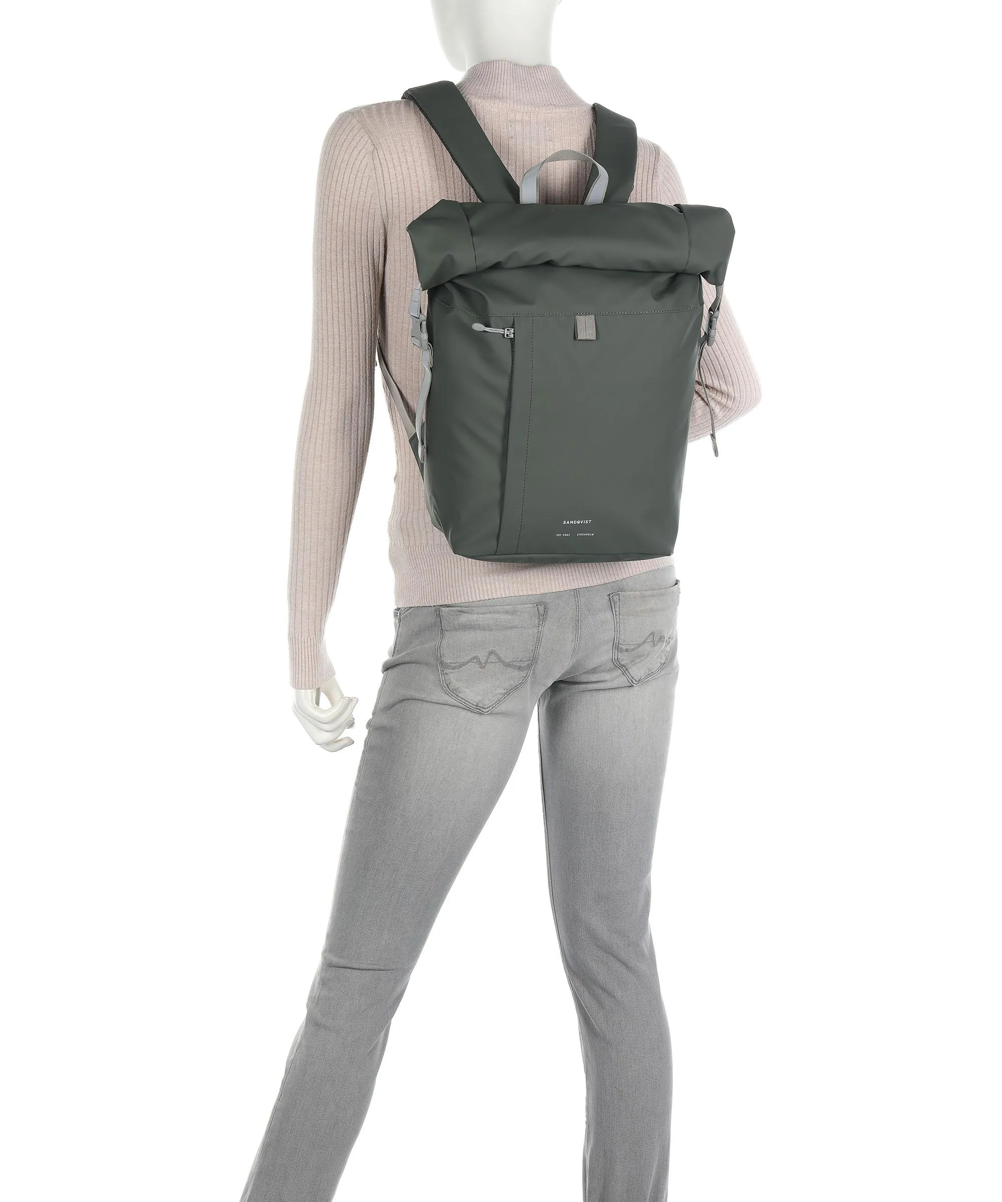  Sandqvist Stream Konrad Zaino roll-top 13″ poliestere riciclato nero/grigio  