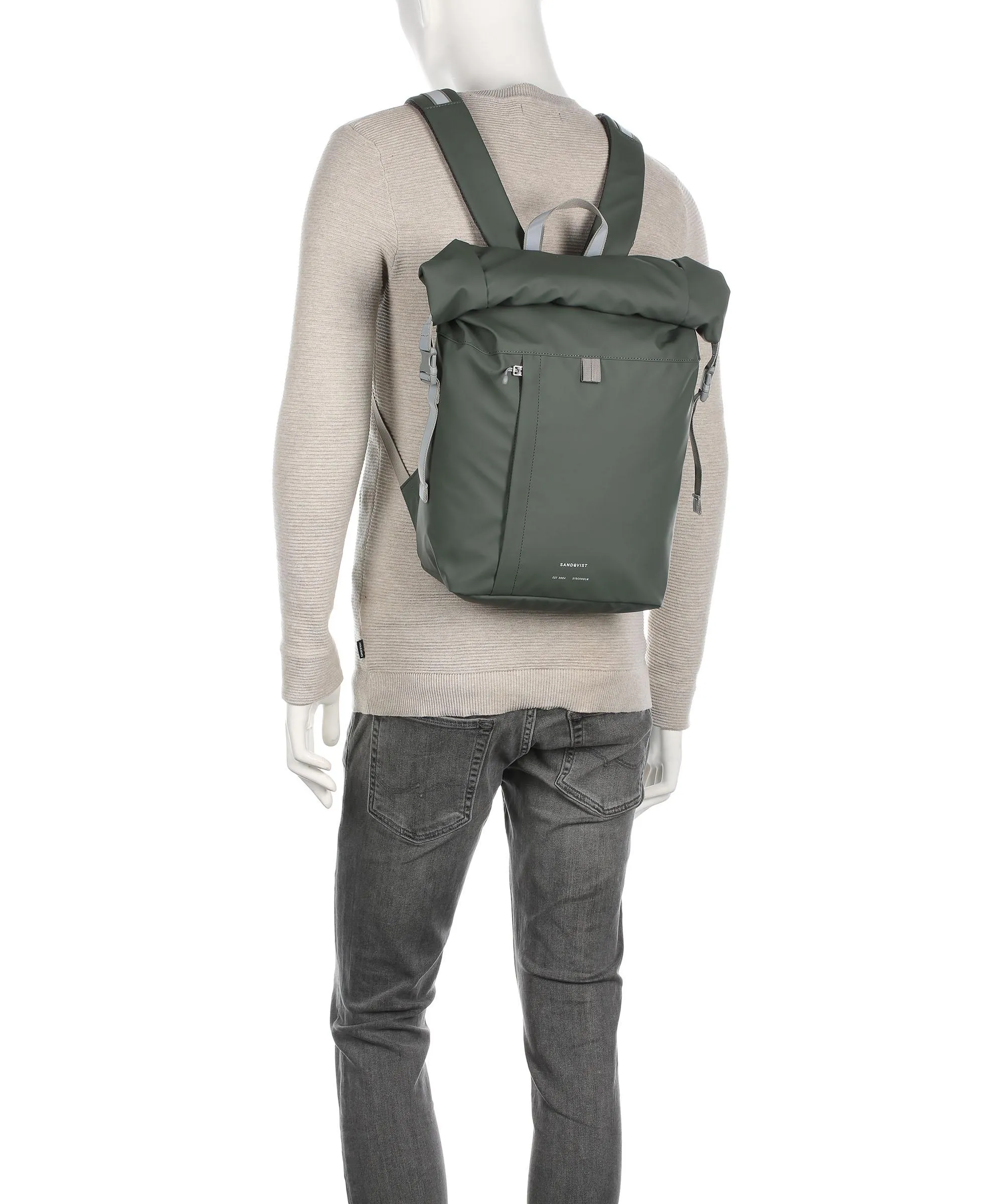  Sandqvist Stream Konrad Zaino roll-top 13″ poliestere riciclato nero/grigio  