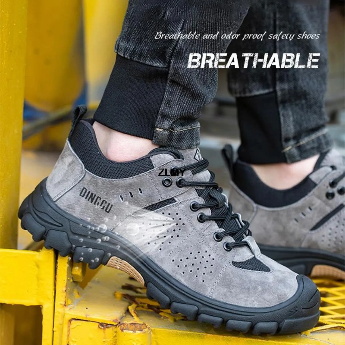 Scarpe antinfortunistiche da costruzione di alta qualità Scarpe da lavoro da uomo con punta in acciaio Stivali da lavoro antinfo