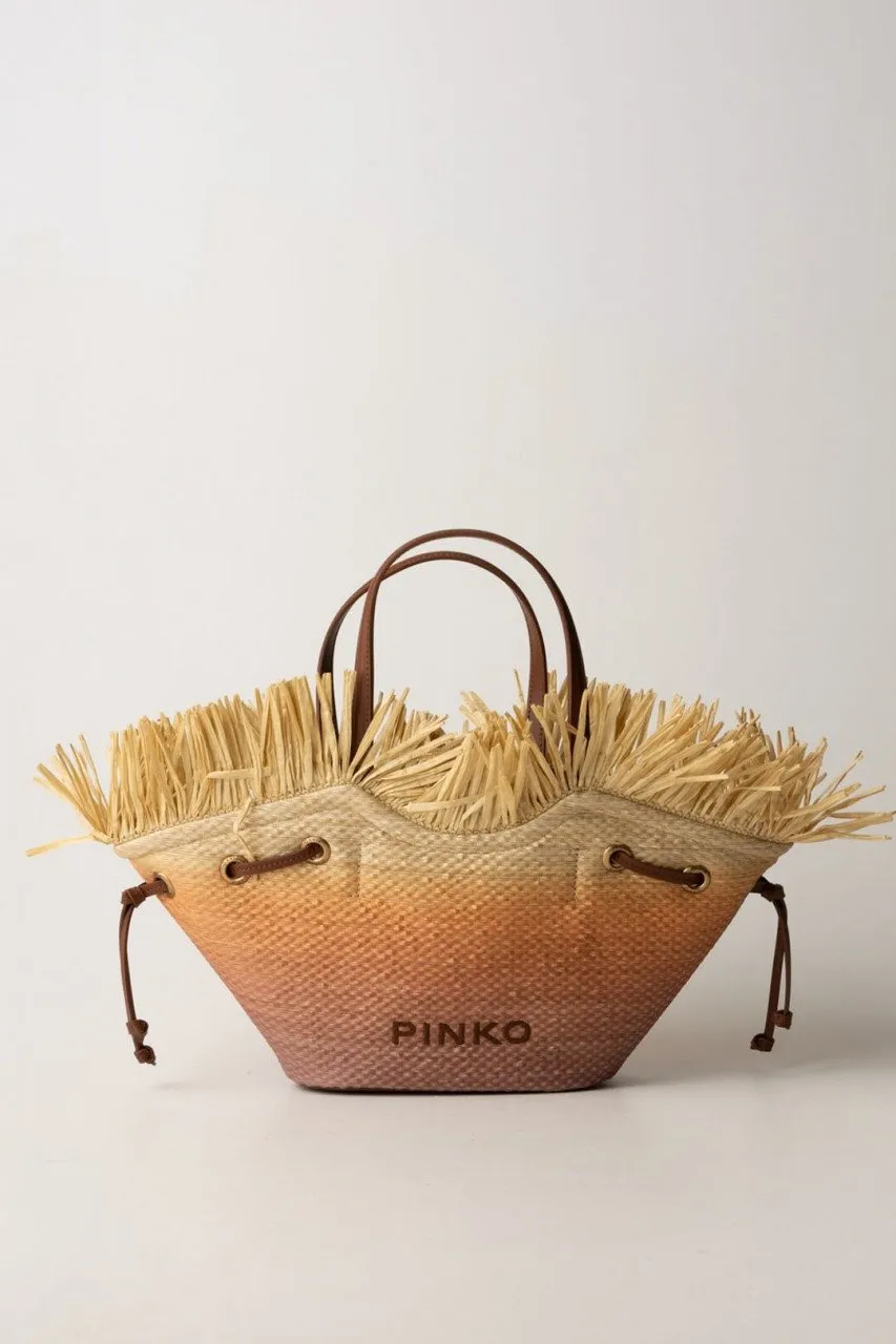 Shopper bag multicolor con frange FUCSIA/ARANCIONE/NATURALE