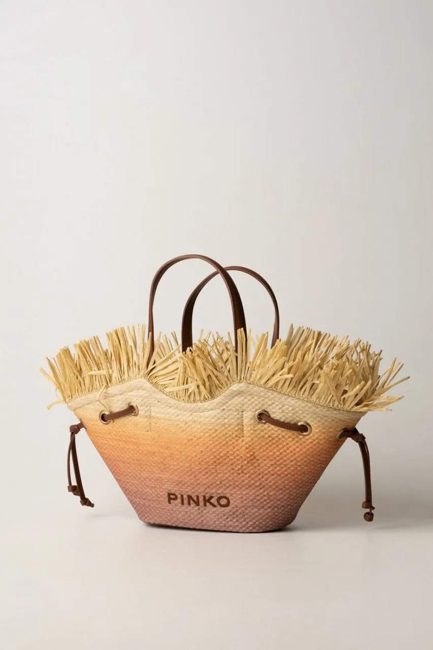Shopper bag multicolor con frange FUCSIA/ARANCIONE/NATURALE